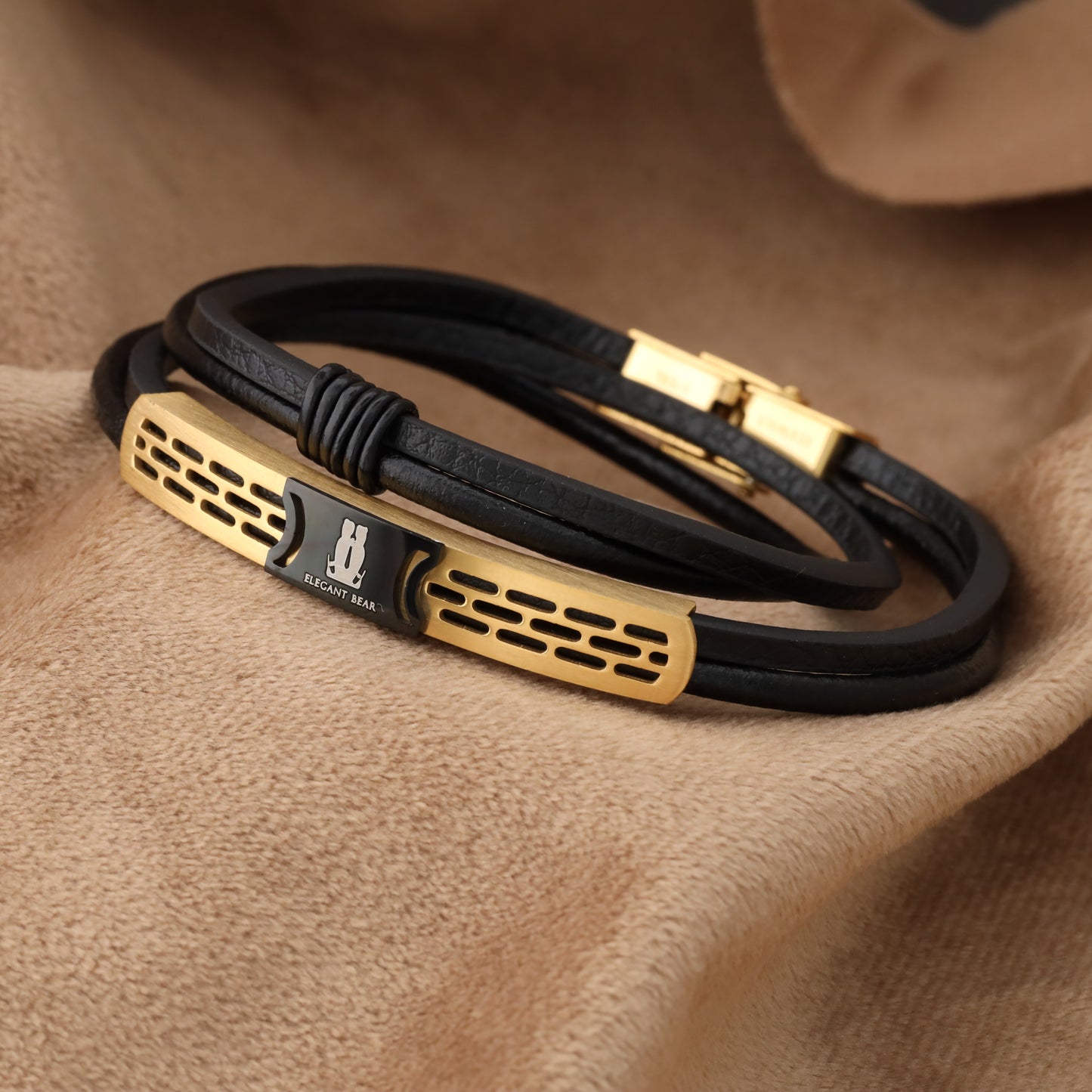 Natural Leather & Stainless Steel Bracelet L722