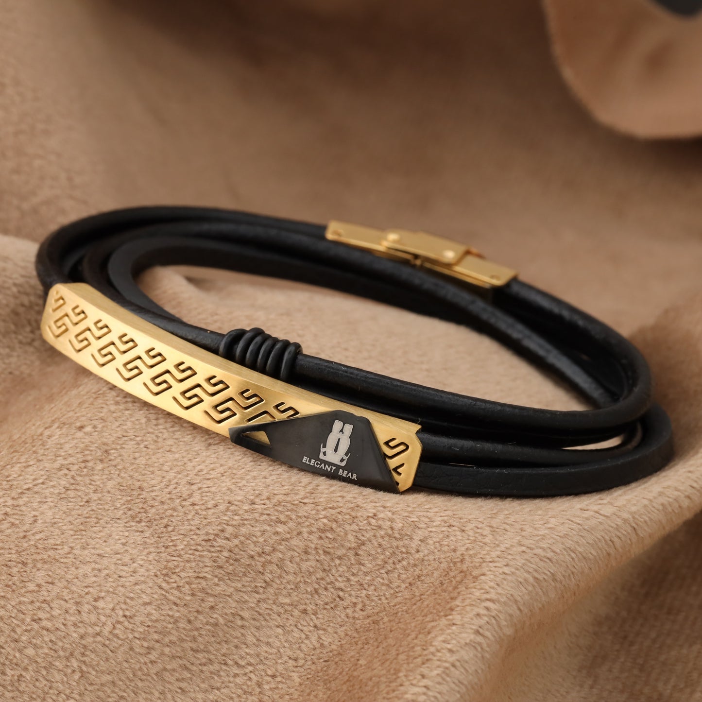 Natural Leather & Stainless Steel Bracelet L721