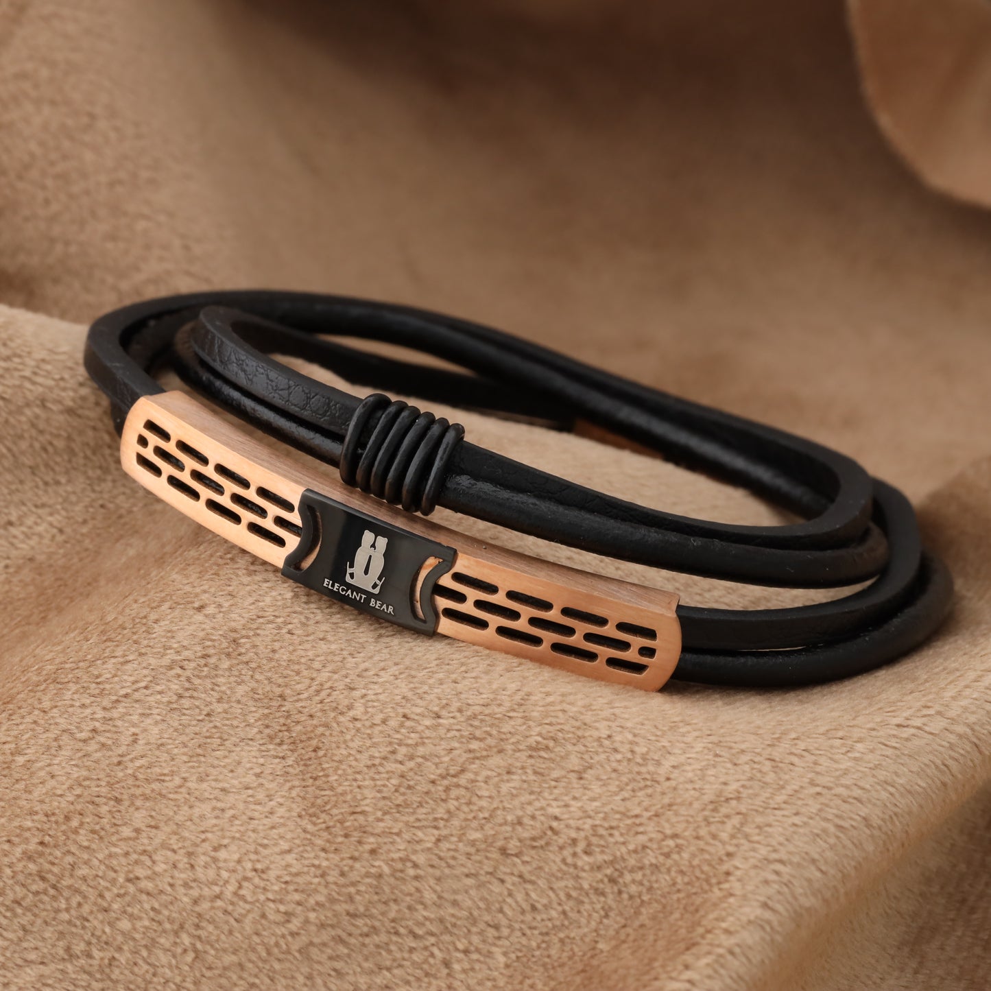 Natural Leather & Stainless Steel Bracelet L731