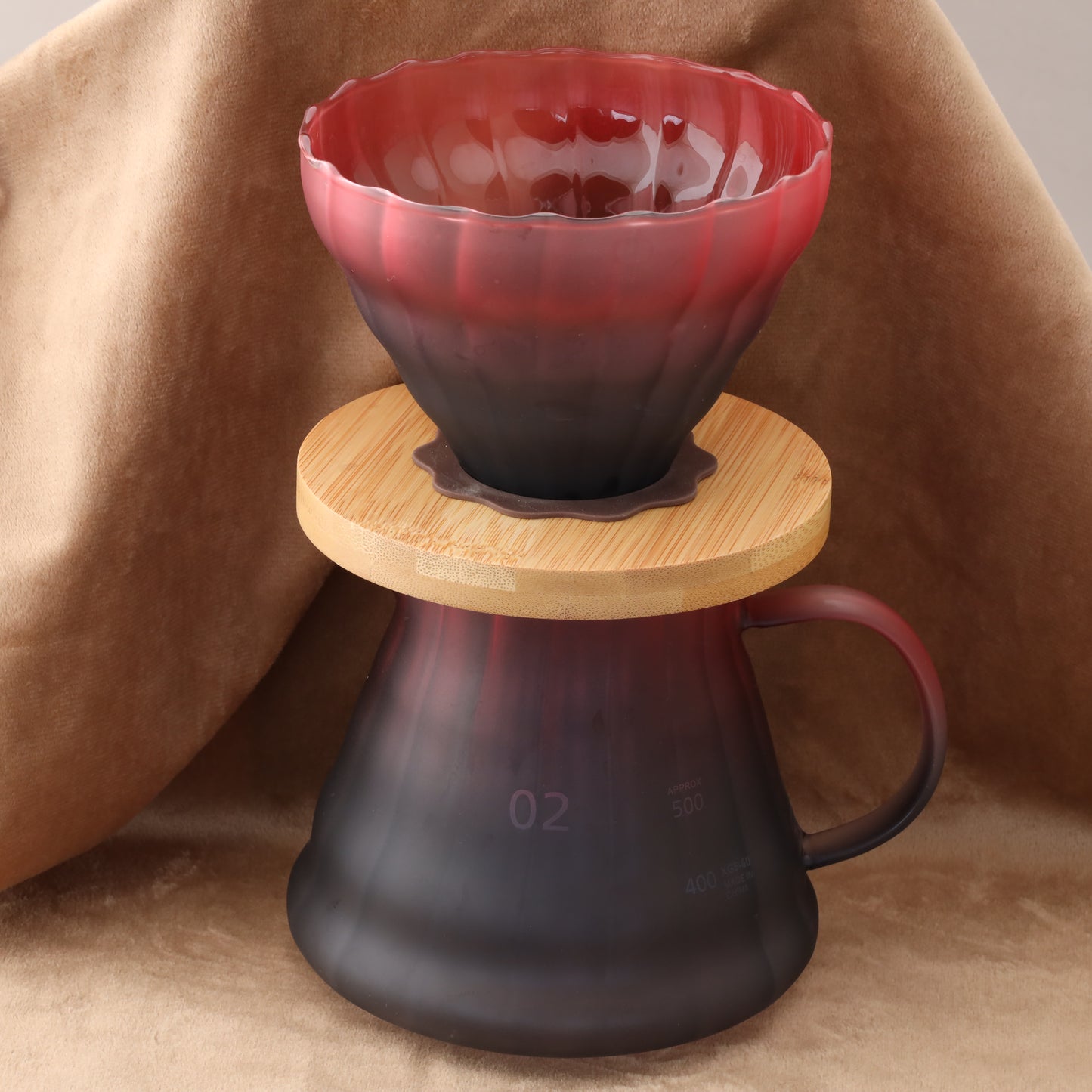 V60 Pour Over Coffee Dripper Set – Ceramic Dripper with Bamboo Stand & Server