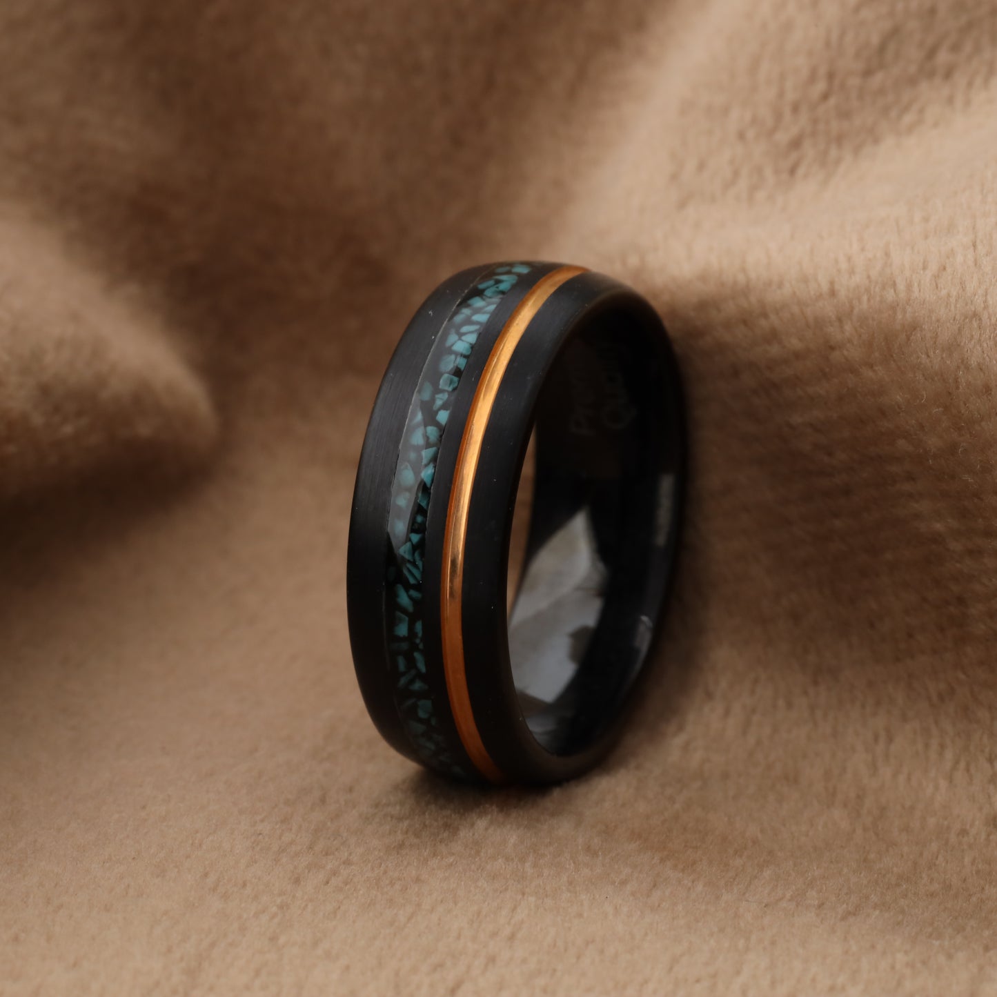 Black Tungsten Ring with Turquoise Inlay A183