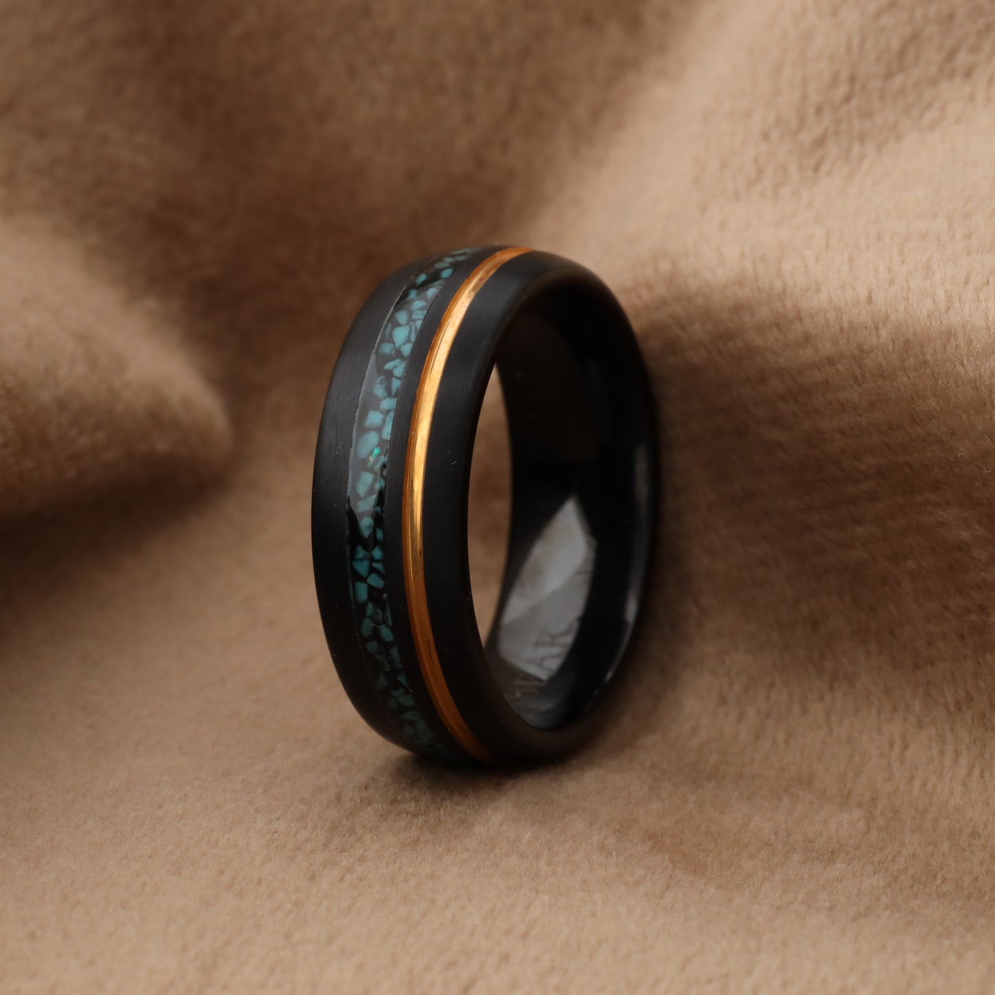 Black Tungsten Ring with Turquoise Inlay A183