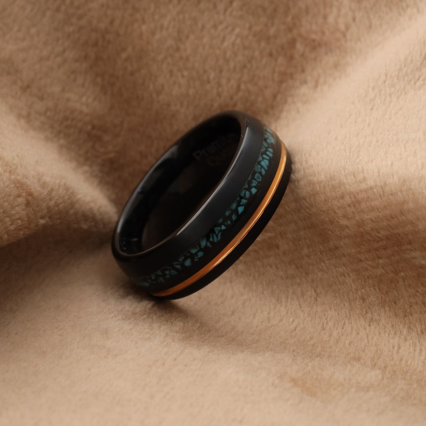 Black Tungsten Ring with Turquoise Inlay A183