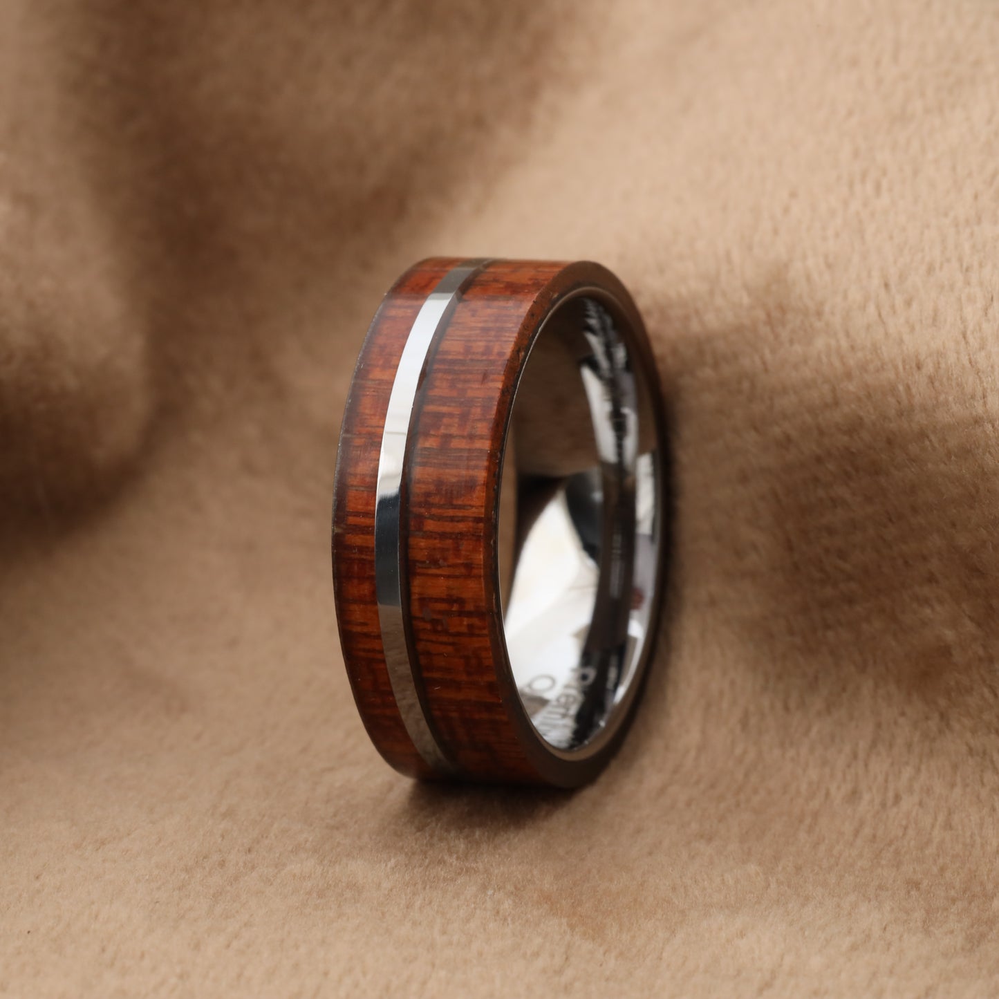 Tungsten Ring with Koa Wood Inlay - Protected for Daily Wear - 8mm - A174