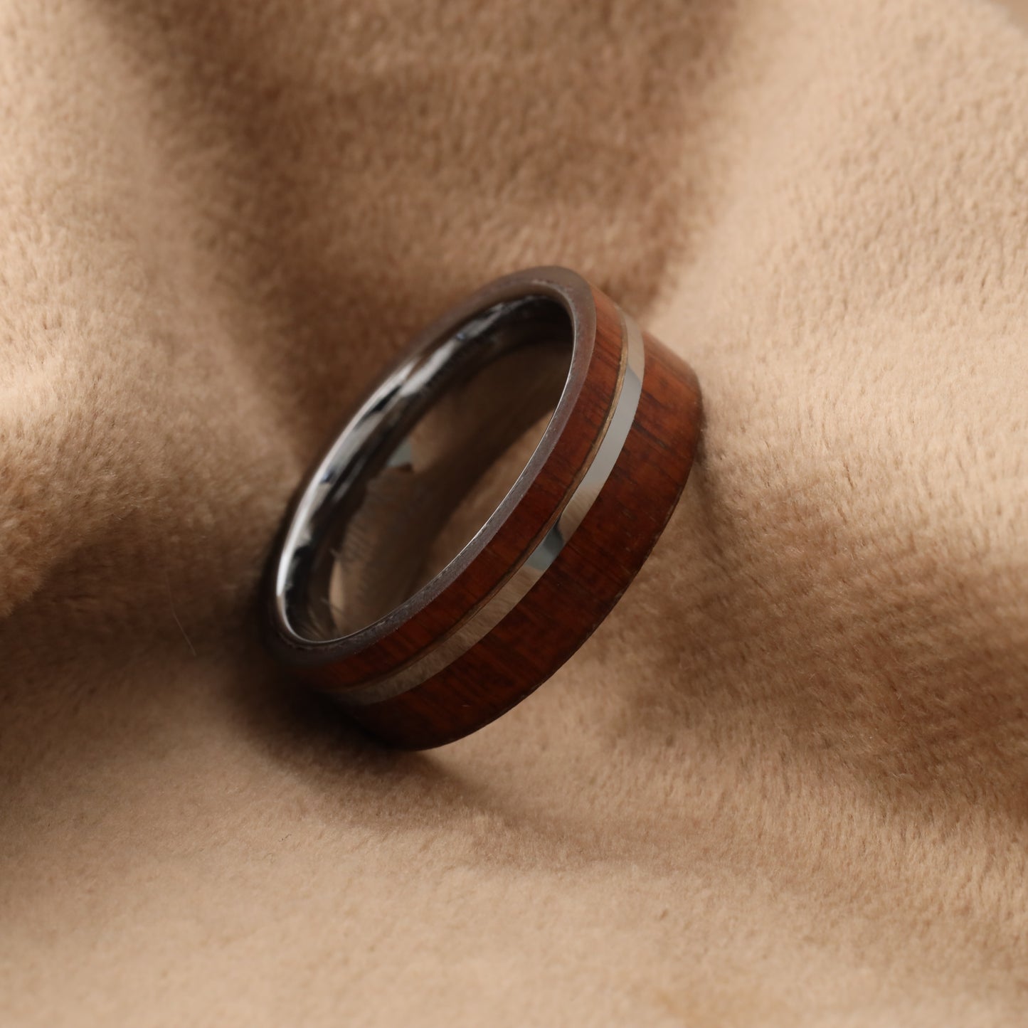 Tungsten Ring with Koa Wood Inlay - Protected for Daily Wear - 8mm - A174