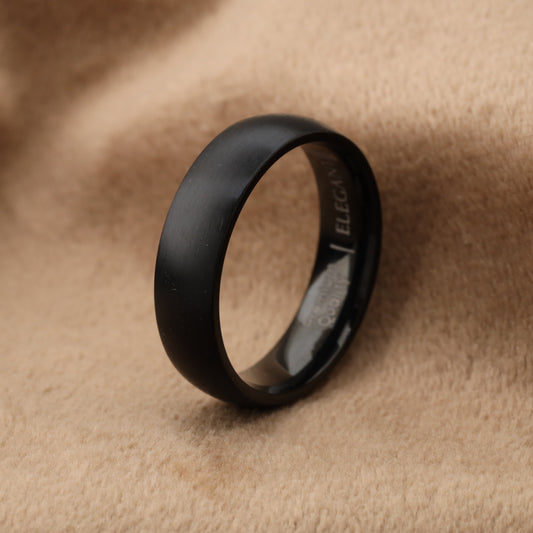 A224 Black Titanium Ring Matte Finish - 6mm Mysterious Simplicity