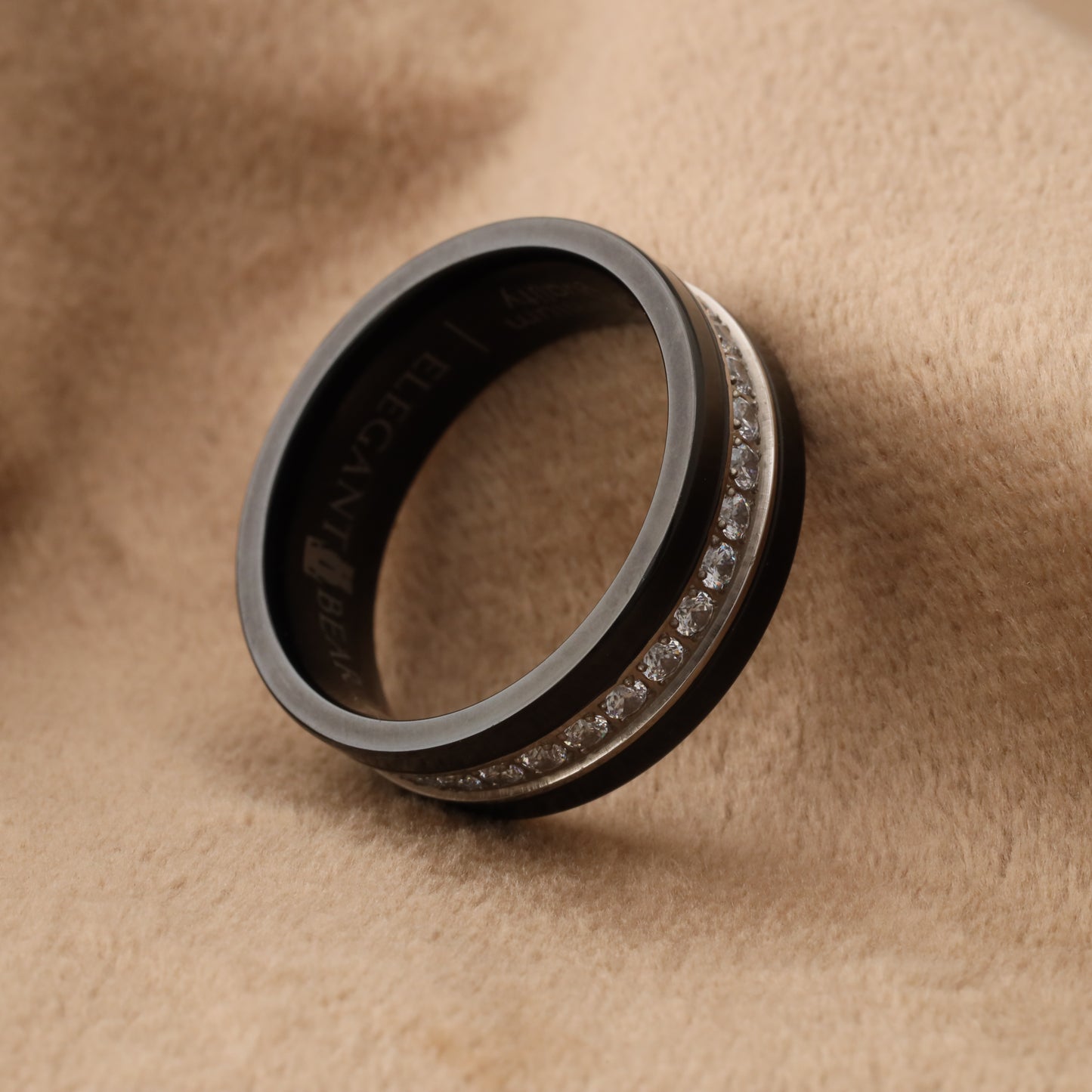 Titanium Ring with White Micro Zircon Stones - Luxury Diamond-Like Design - 8mm - A171