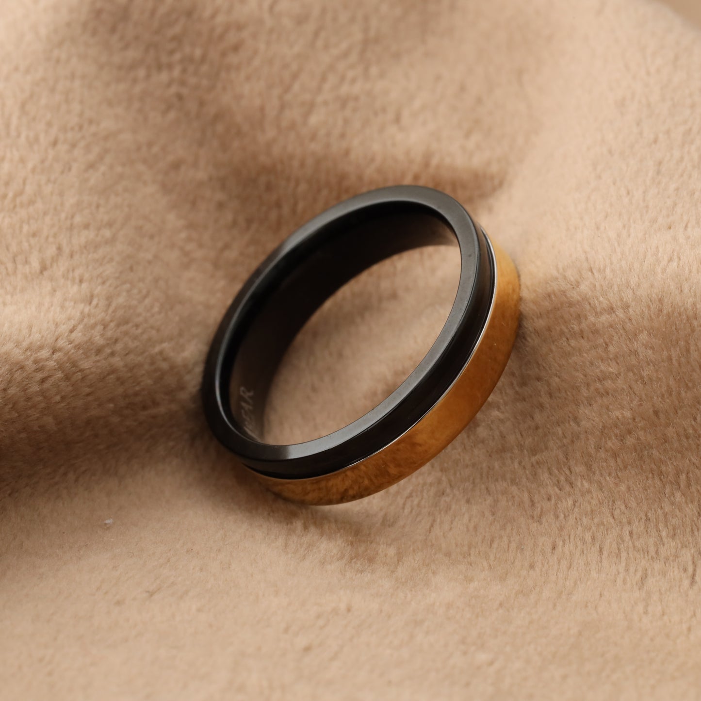 Titanium Ring with Gold Half Inlay - Two-Tone Design - 8mm - A194