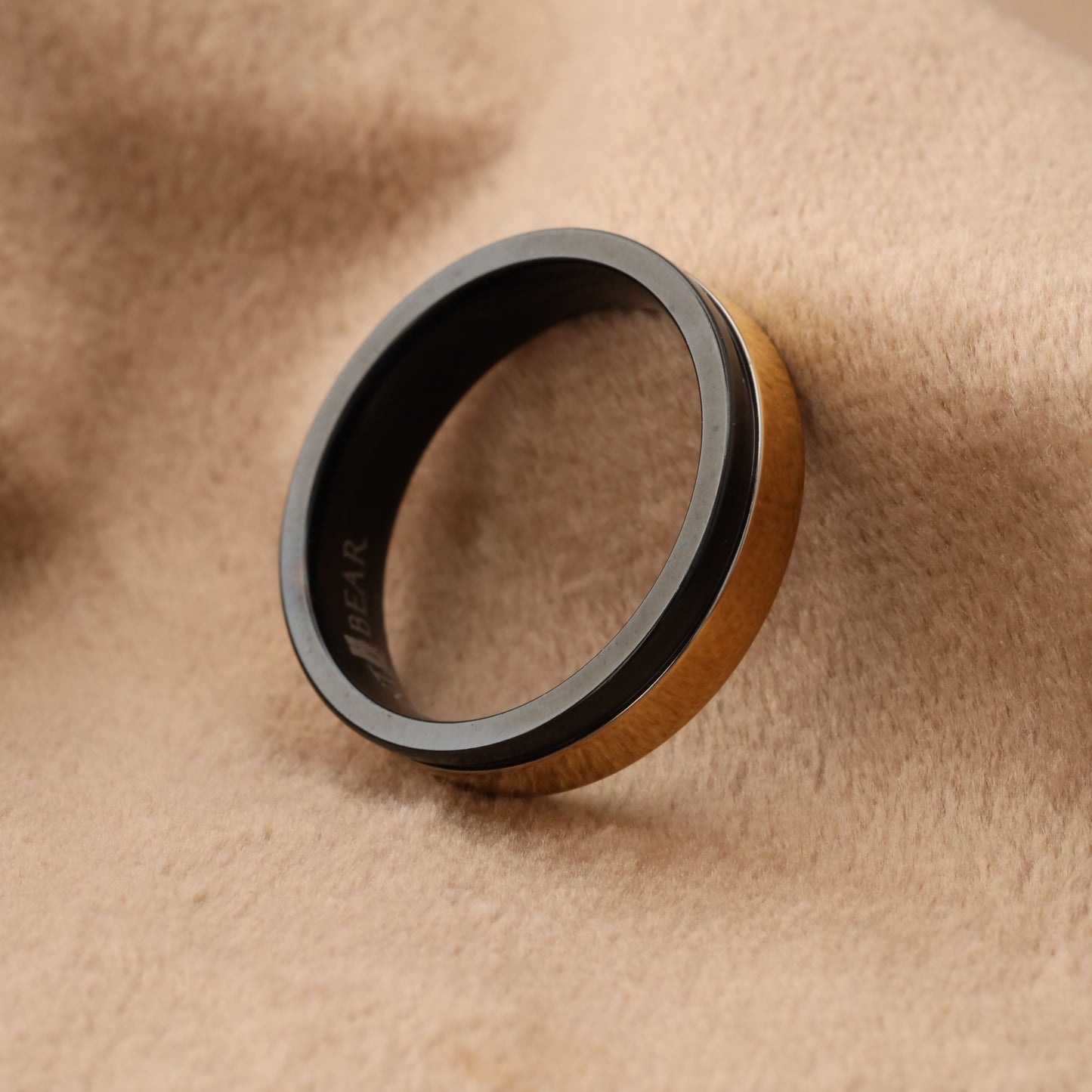 Titanium Ring with Gold Half Inlay - Two-Tone Design - 8mm - A194