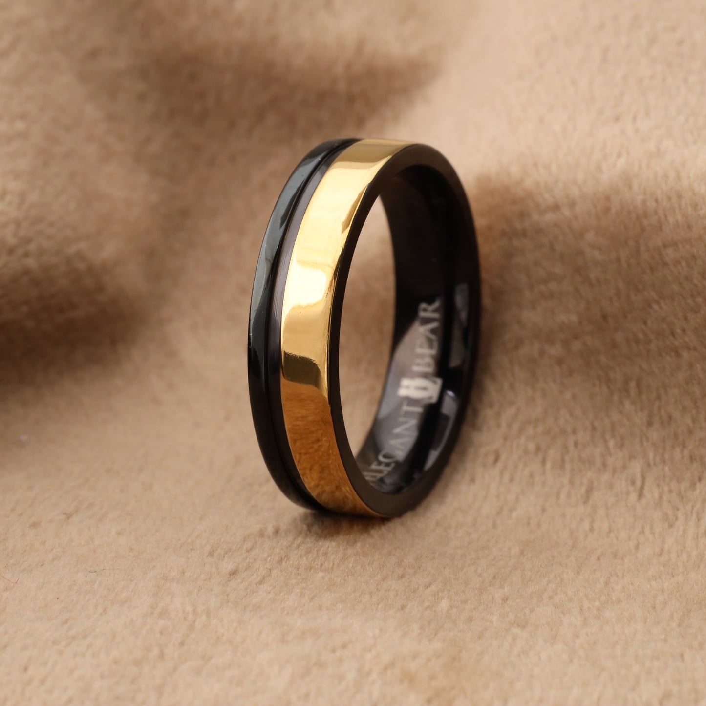 Titanium Ring with Gold Half Inlay - Two-Tone Design - 8mm - A194