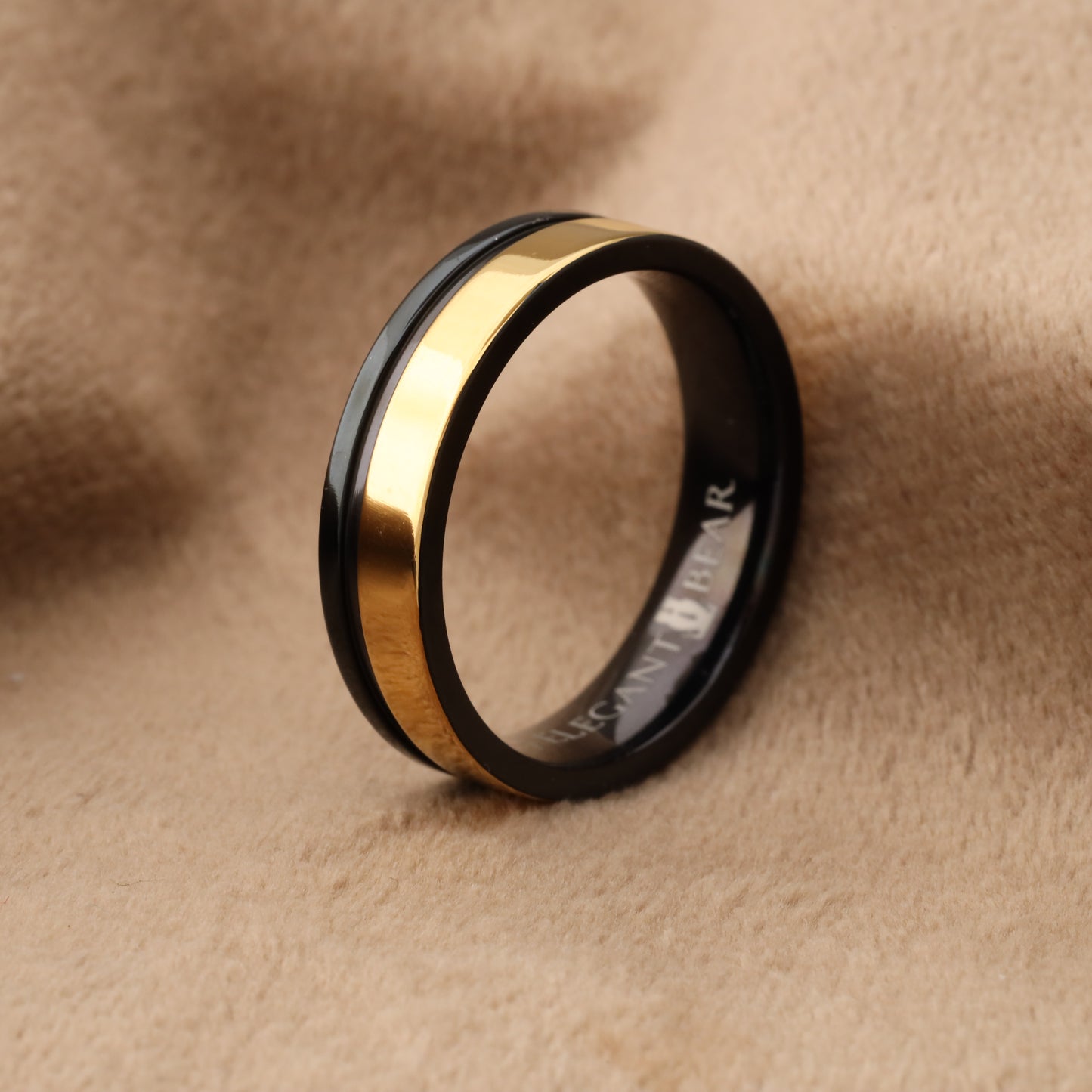 Titanium Ring with Gold Half Inlay - Two-Tone Design - 8mm - A194