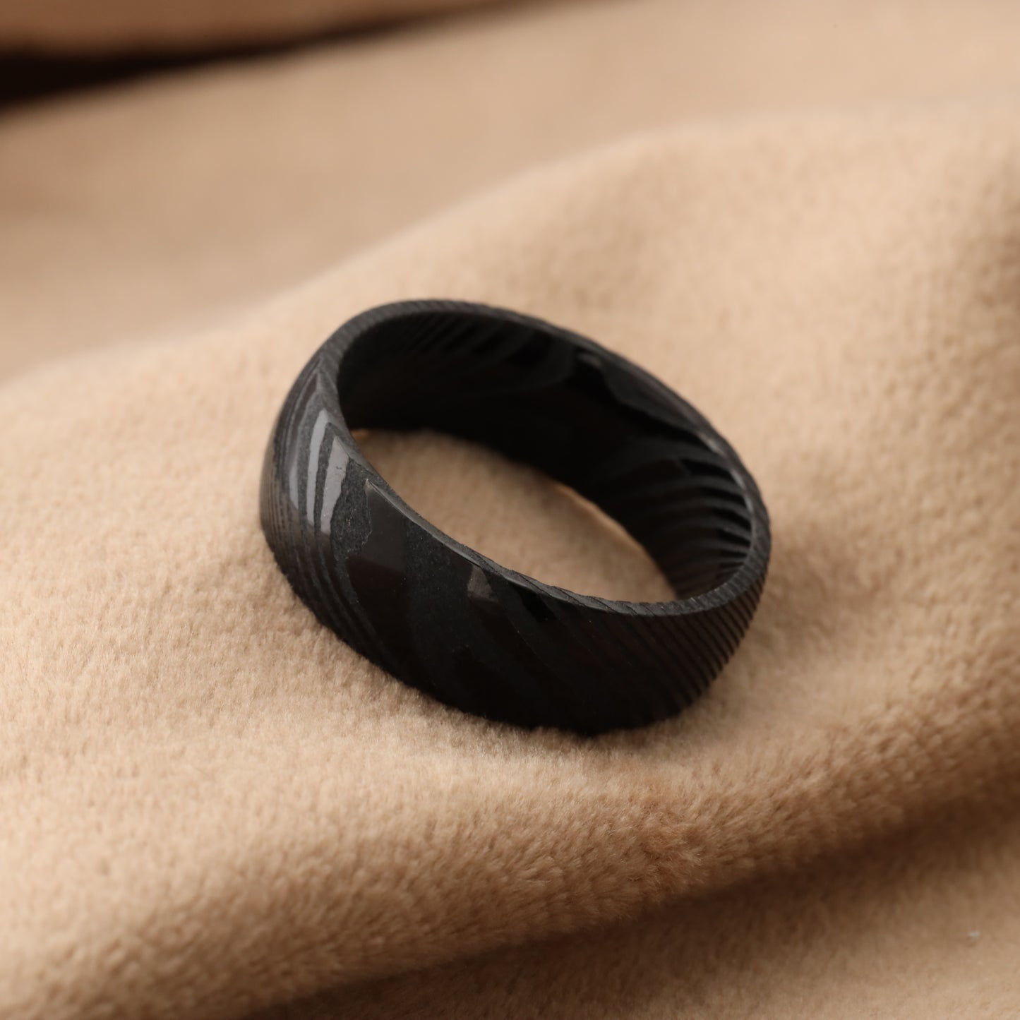 Damascus Steel Ring - World's Hardest Metal - Ultimate Durability Design - 8mm - A324