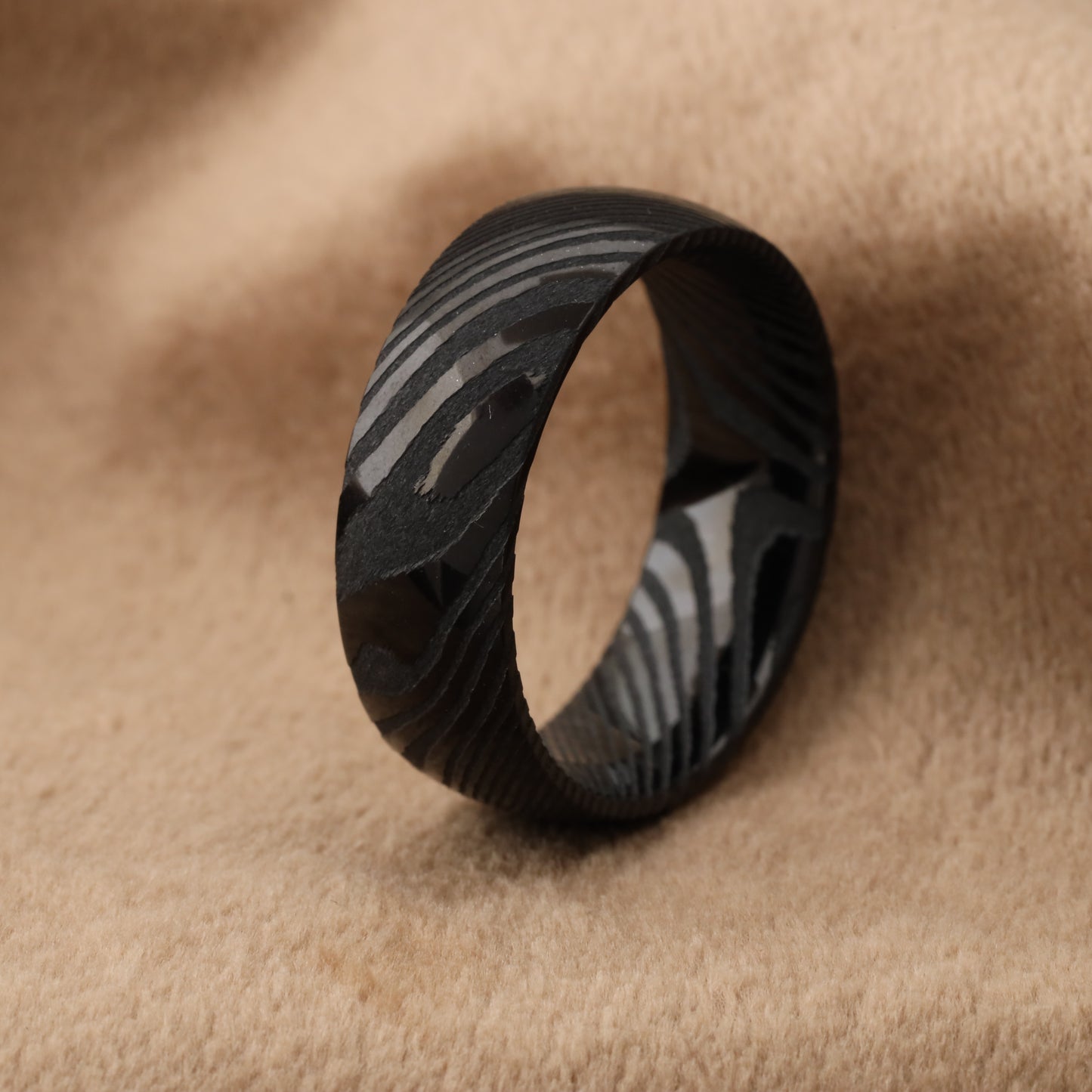 Damascus Steel Ring - World's Hardest Metal - Ultimate Durability Design - 8mm - A324