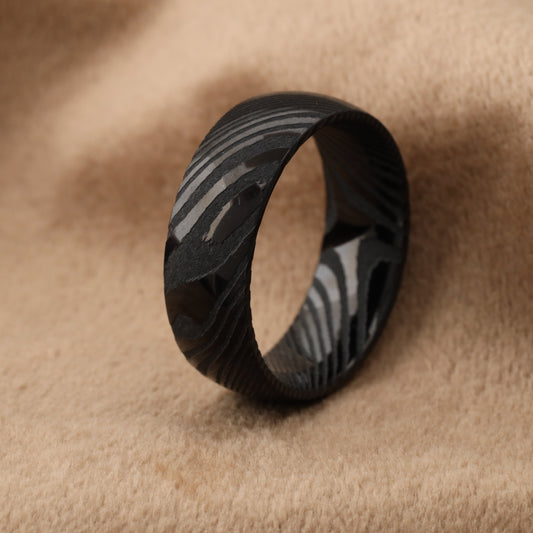 Damascus Steel Ring - World's Hardest Metal - Ultimate Durability Design - 8mm - A324