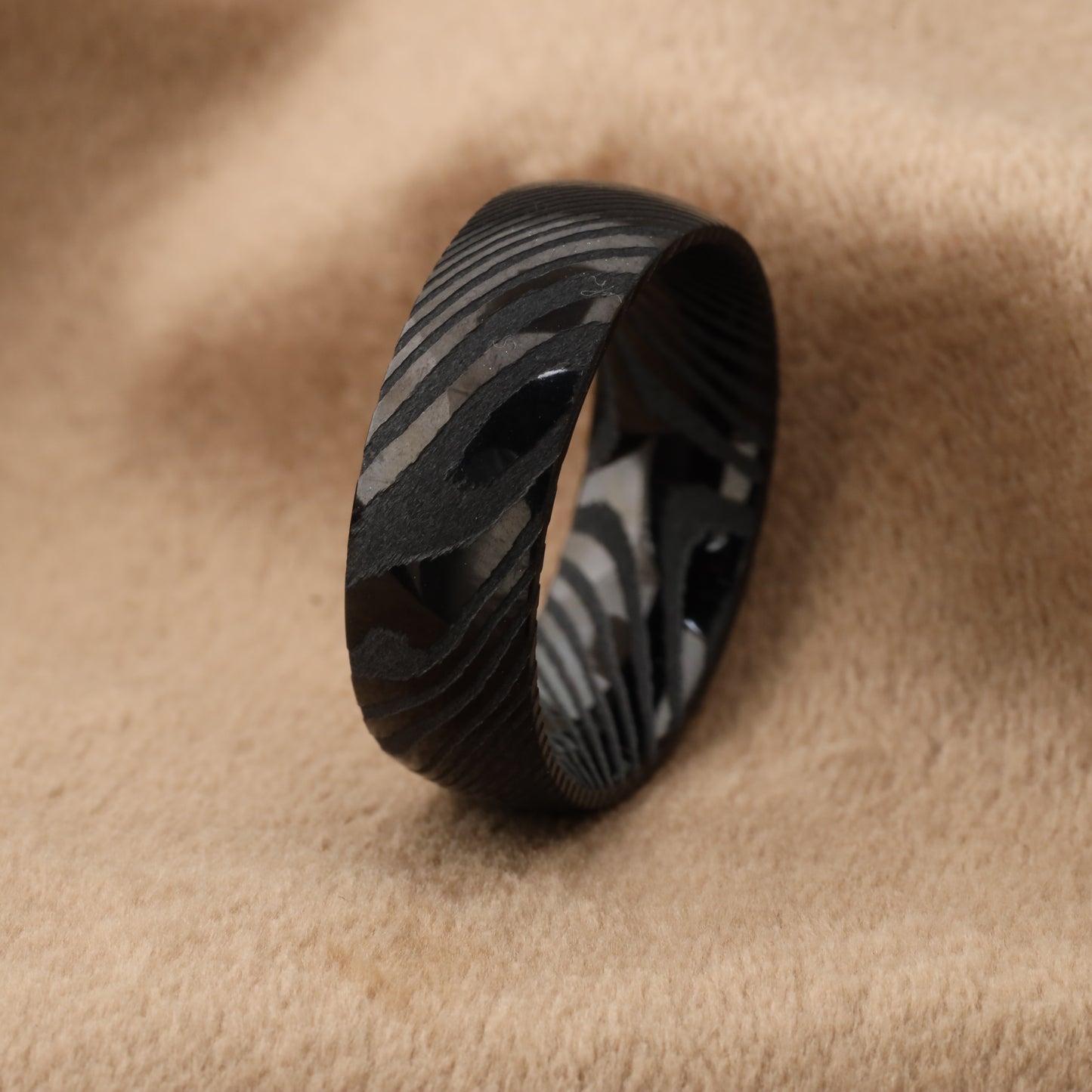 Damascus Steel Ring - World's Hardest Metal - Ultimate Durability Design - 8mm - A324