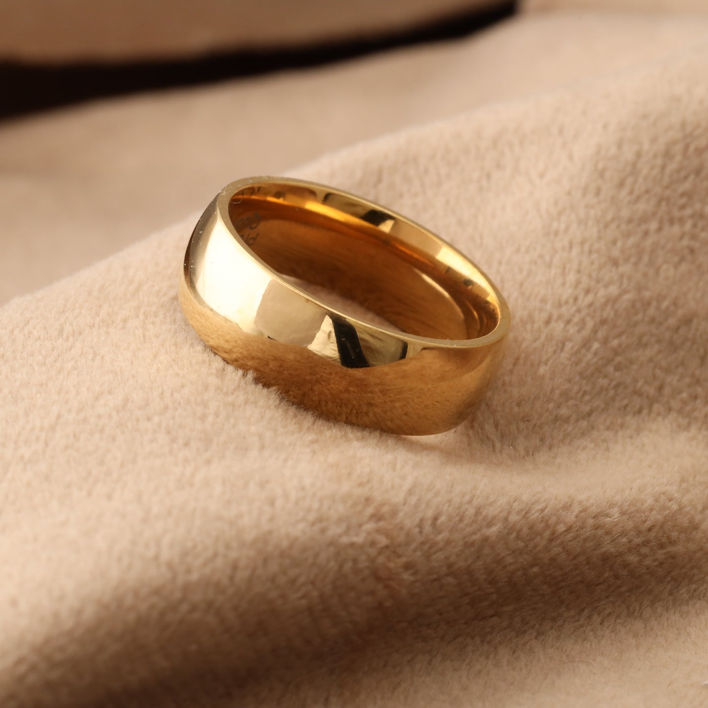 Gold Titanium Ring Brilliant Shine Eye-Catching Design - 8mm - A231