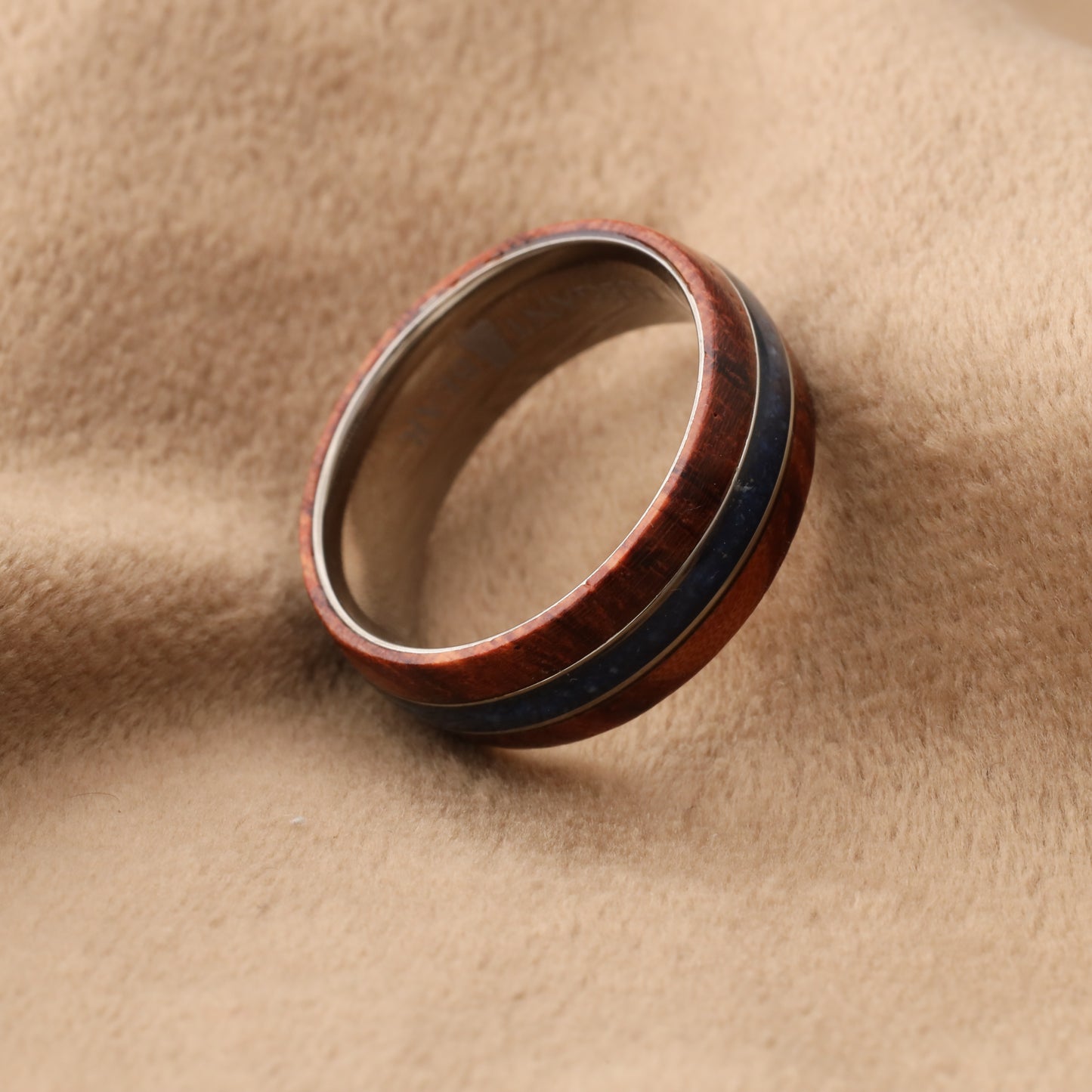 Brazilian Rosewood & Ebony Ring with Silver Inlay - Pure Wood Design - 8mm - a221