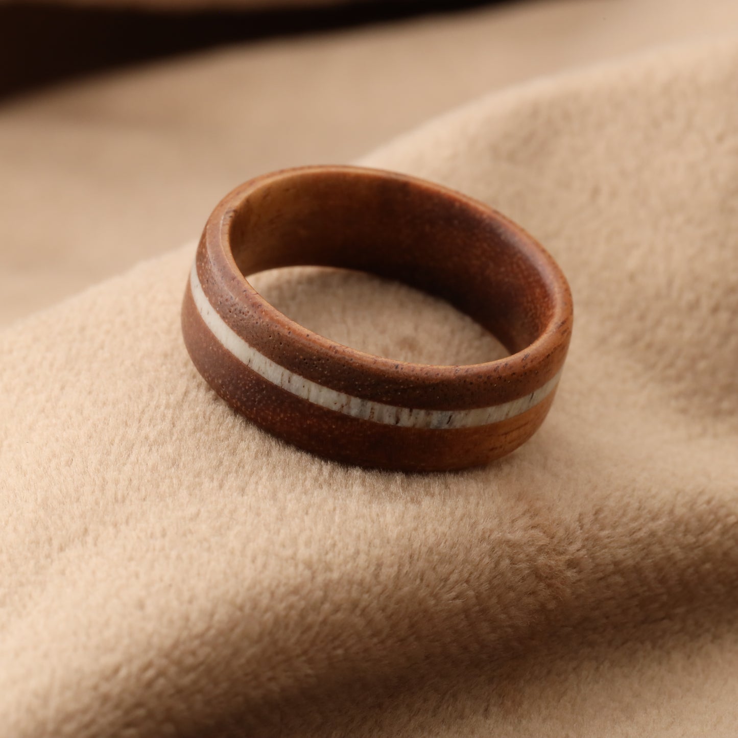 Bentwood Ring with Natural Deer Antler Inlay A153