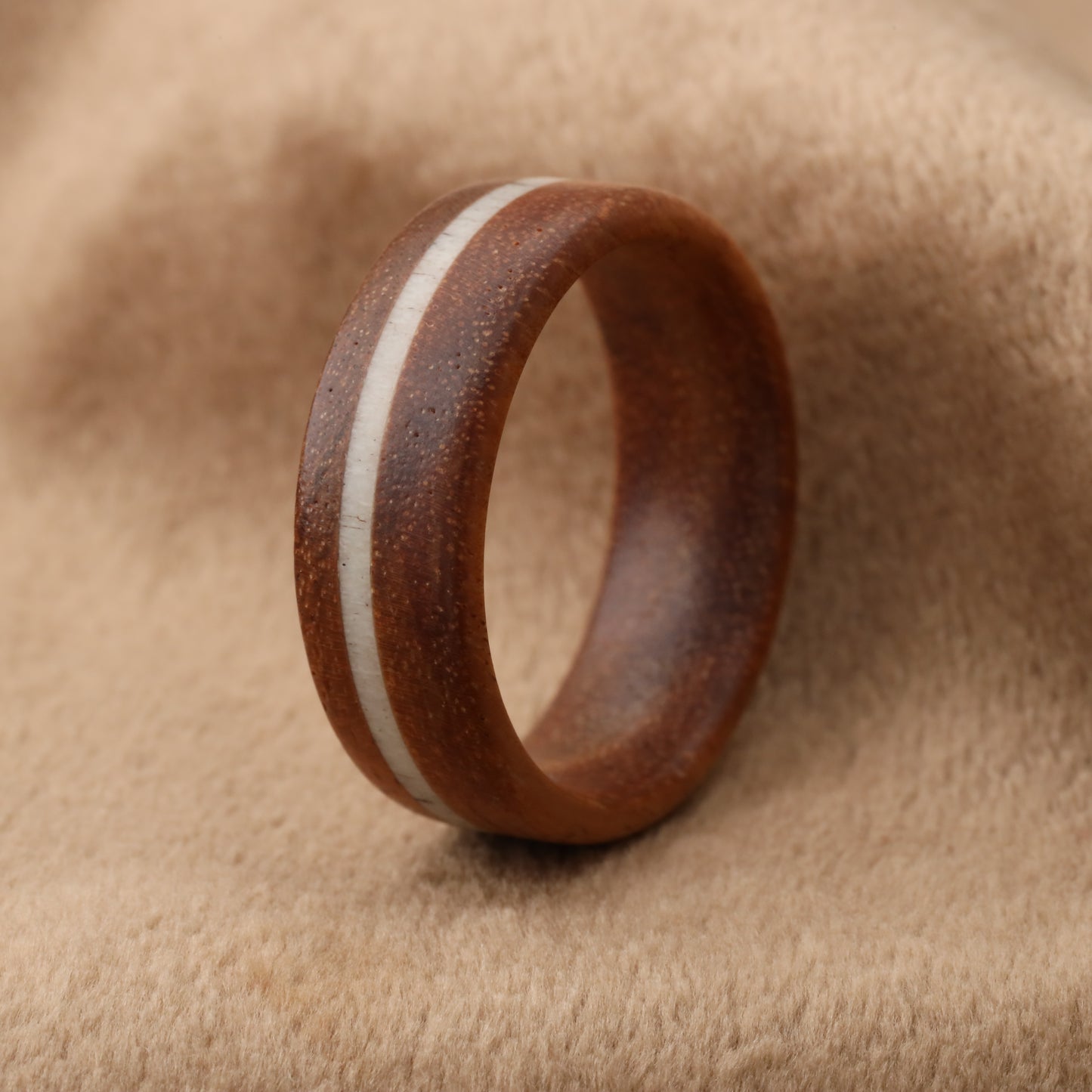 Bentwood Ring with Natural Deer Antler Inlay A153