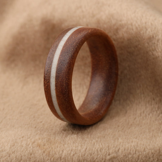 Bentwood Ring with Natural Deer Antler Inlay A153