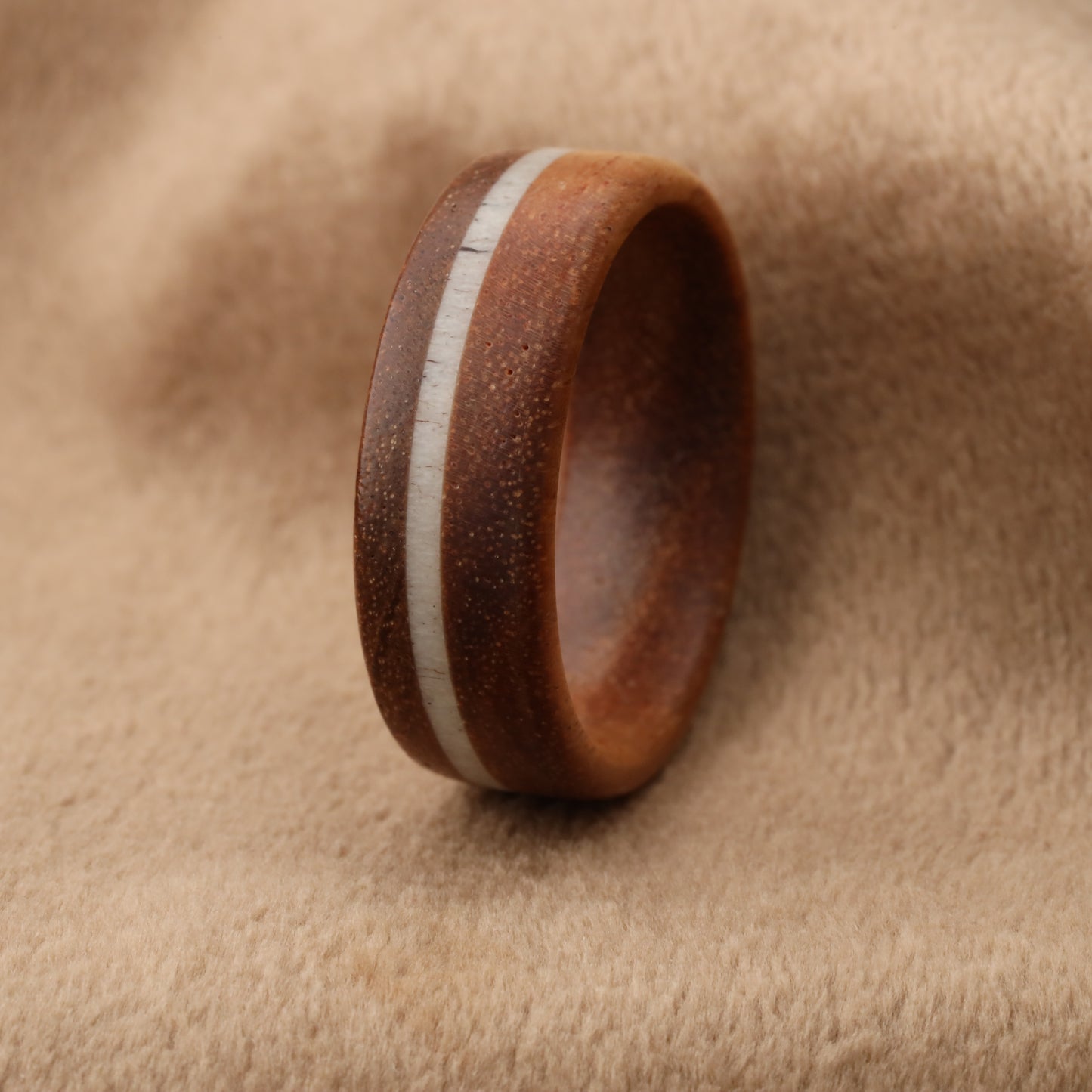 Bentwood Ring with Natural Deer Antler Inlay A153