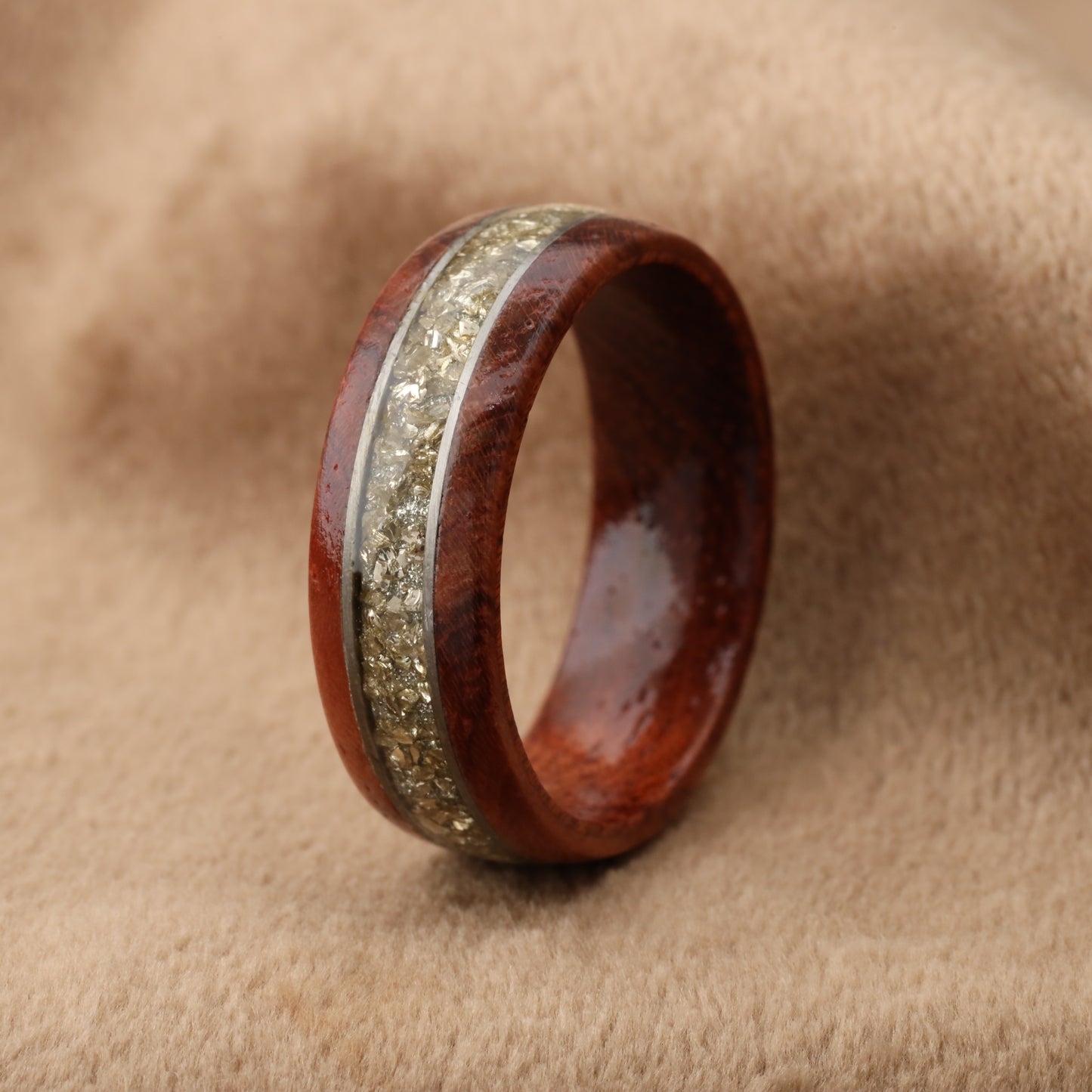 Bentwood Ring with German Glass Stone Inlay - Premium Wood Design - 8mm - A212