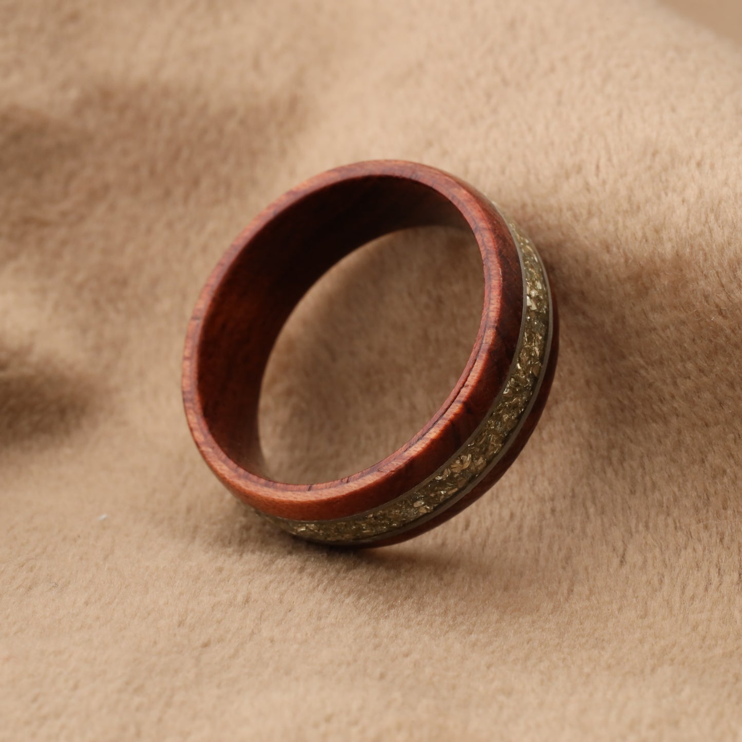 Bentwood Ring with German Glass Stone Inlay - Premium Wood Design - 8mm - A212