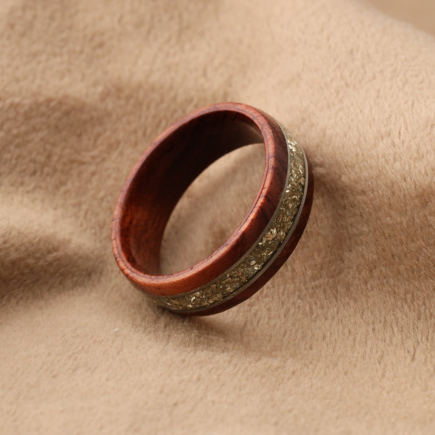 Bentwood Ring with German Glass Stone Inlay - Premium Wood Design - 8mm - A212