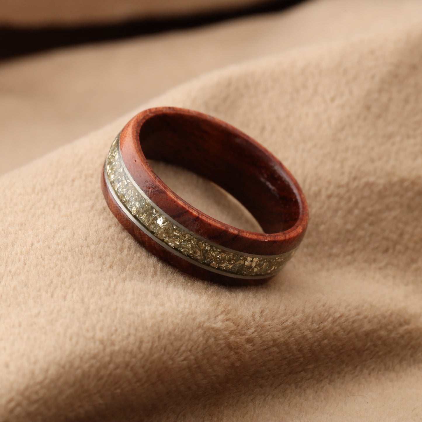 Bentwood Ring with German Glass Stone Inlay - Premium Wood Design - 8mm - A212