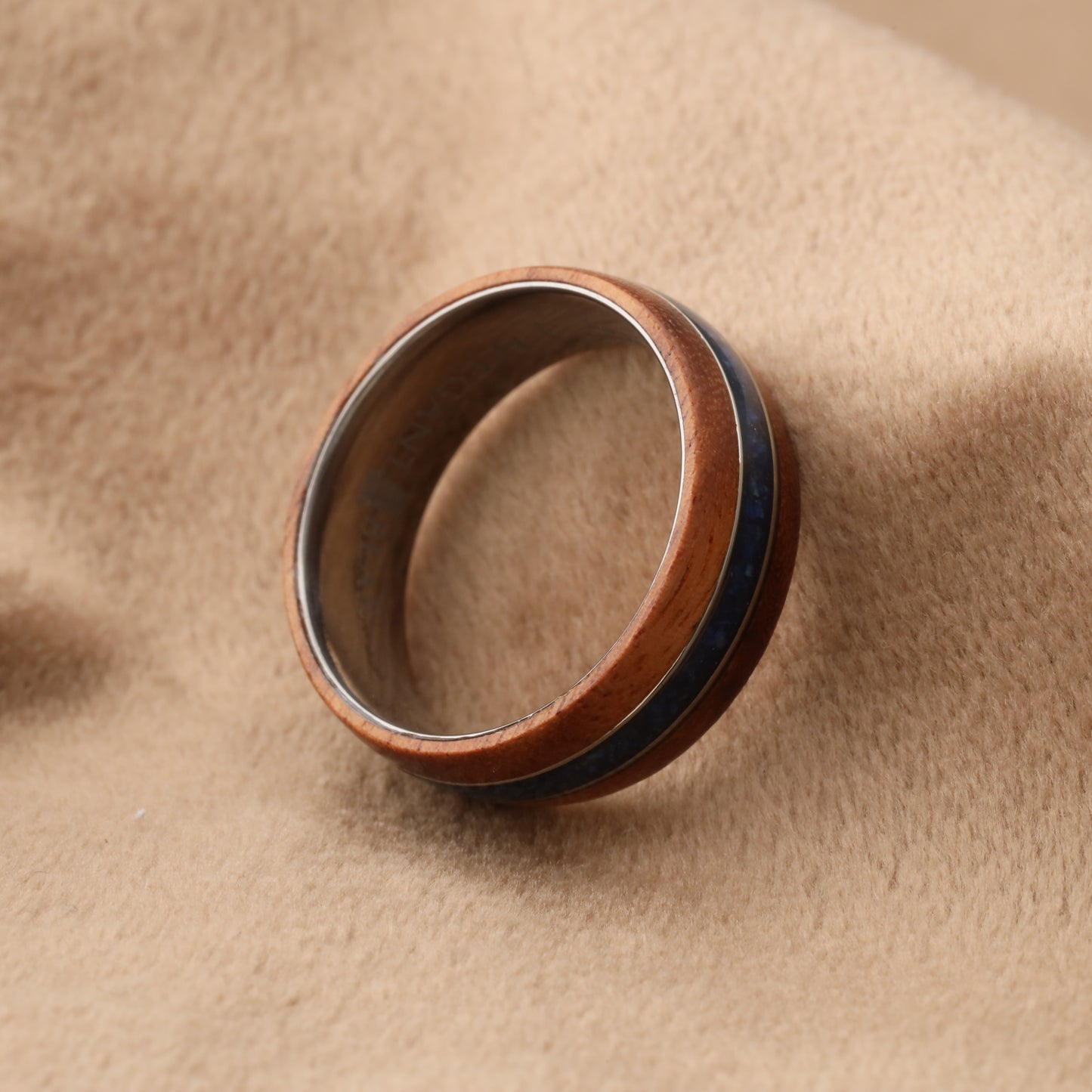 Koa Wood Ring with Lapis Lazuli & Titanium Core A197