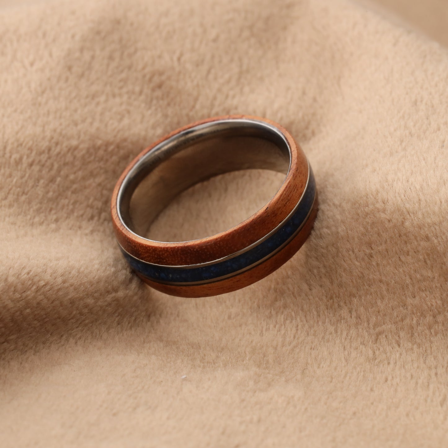 Koa Wood Ring with Lapis Lazuli & Titanium Core A197