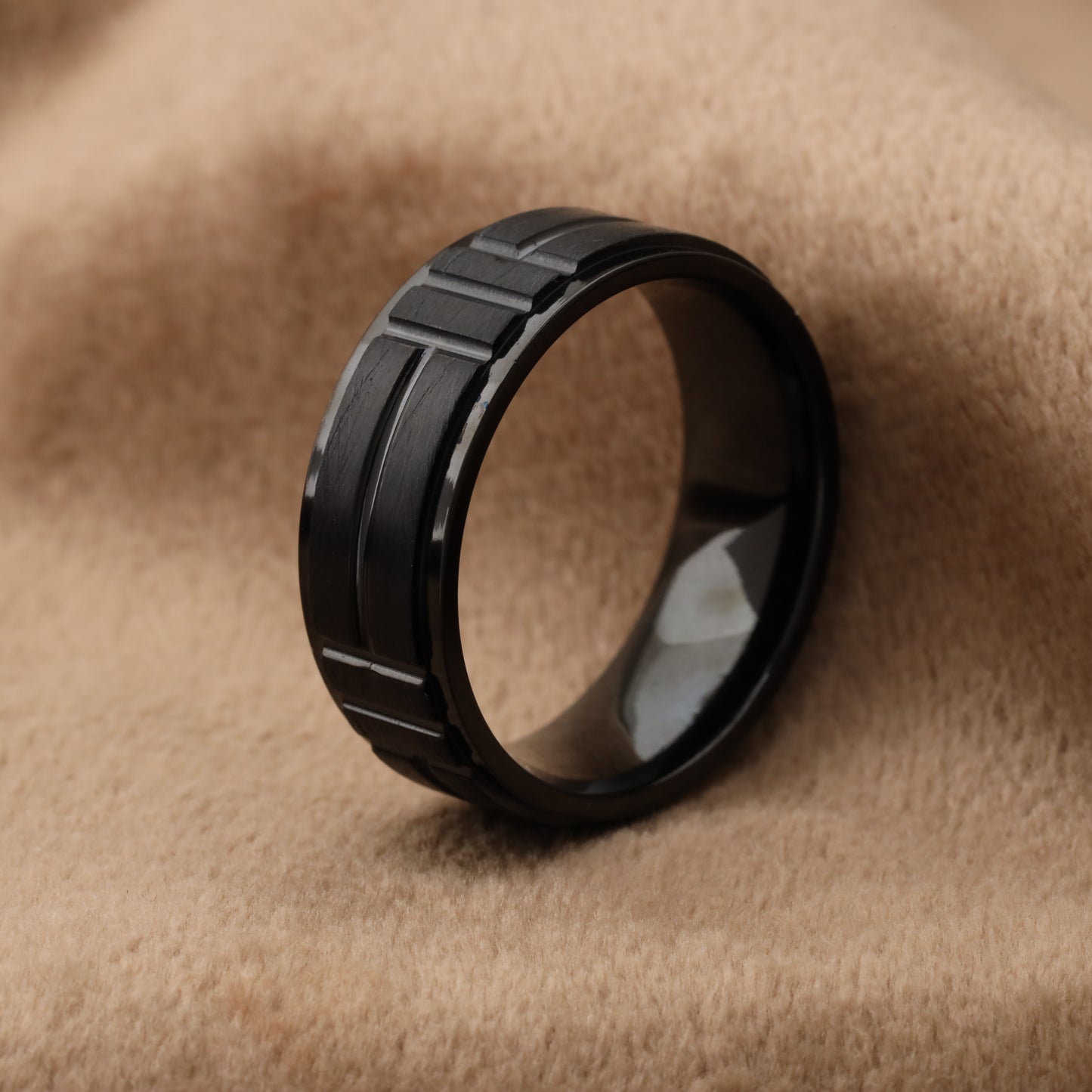 A112 Black Matte Titanium Ring - 8mm Width - Customizable Engraving