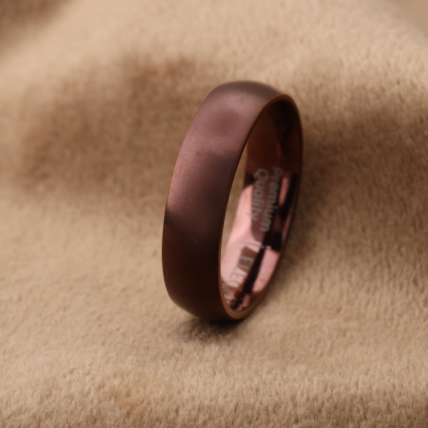 A227 Titanium Ring Matte Mocha Brown Finish - 6mm Beautiful Design