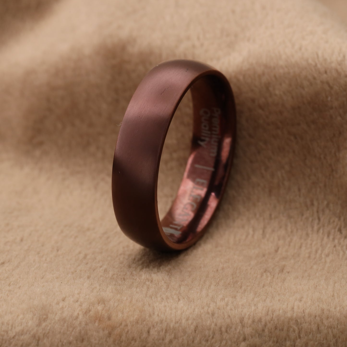 A227 Titanium Ring Matte Mocha Brown Finish - 6mm Beautiful Design