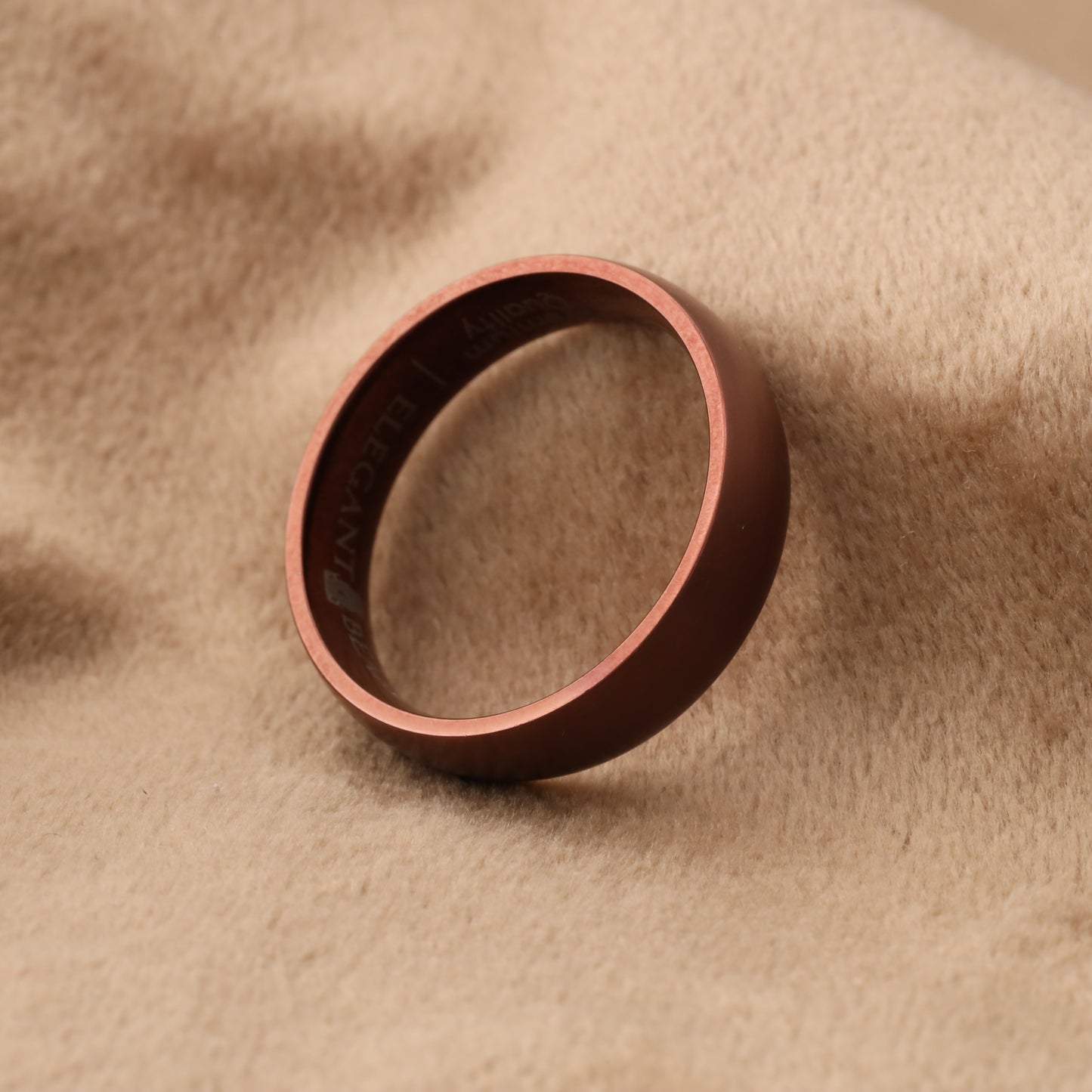 A227 Titanium Ring Matte Mocha Brown Finish - 6mm Beautiful Design