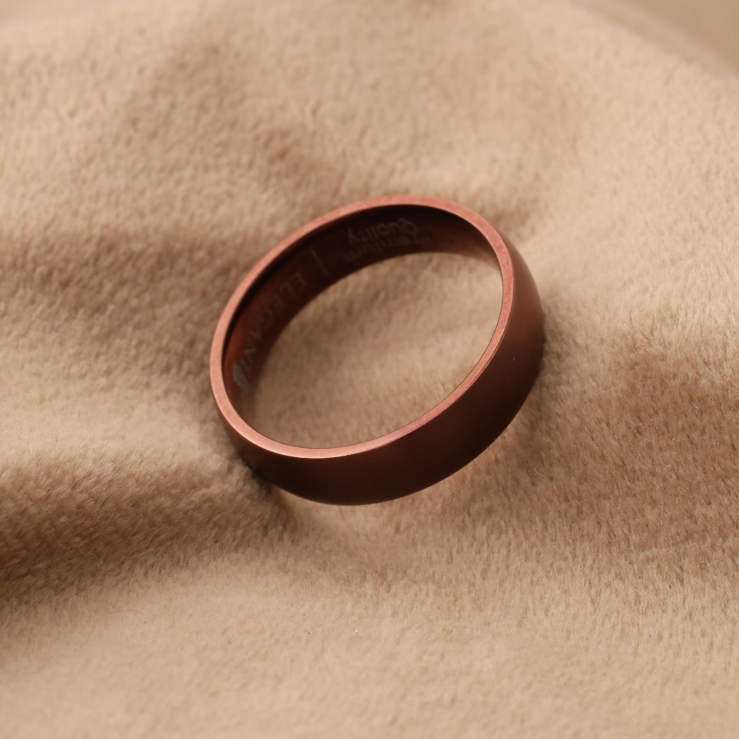 A227 Titanium Ring Matte Mocha Brown Finish - 6mm Beautiful Design