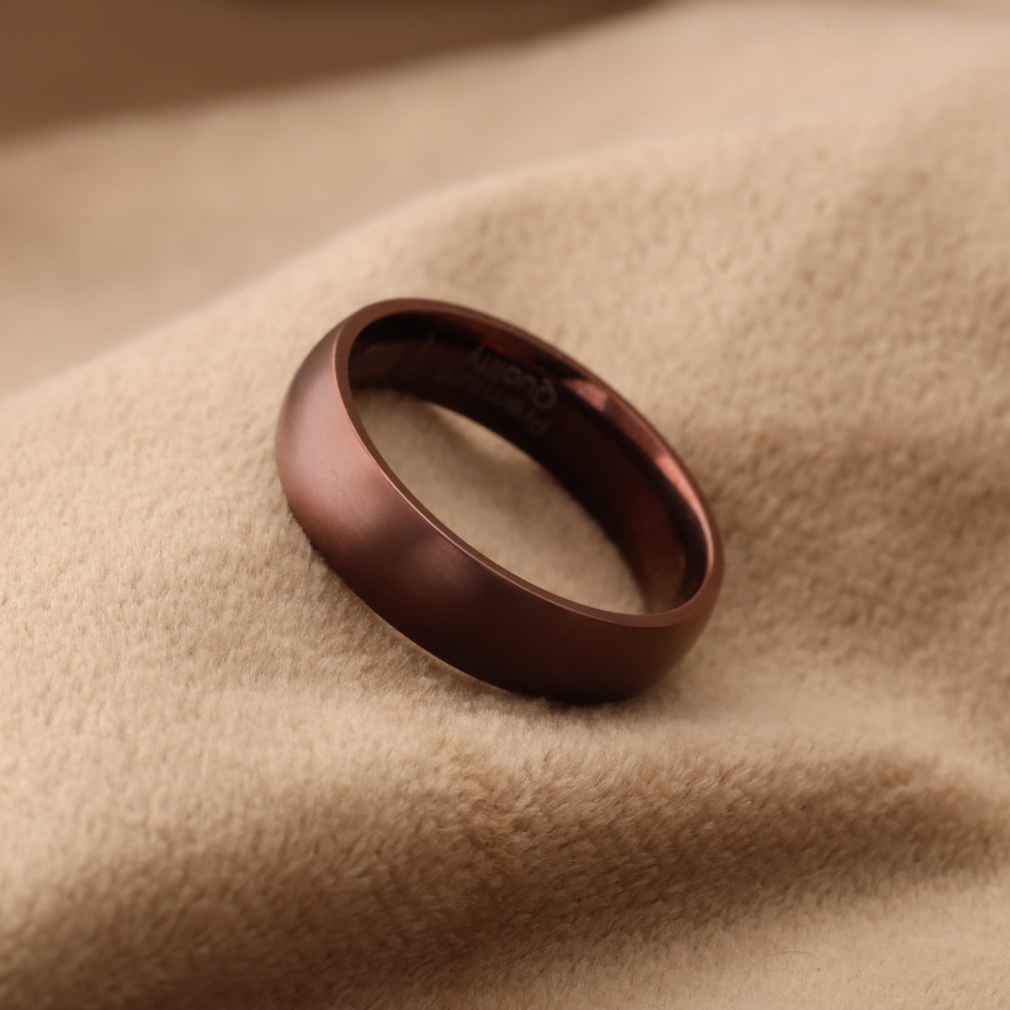 A227 Titanium Ring Matte Mocha Brown Finish - 6mm Beautiful Design