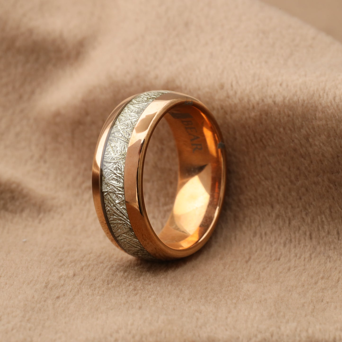 A133 Tungsten Ring with Synthetic Meteorite