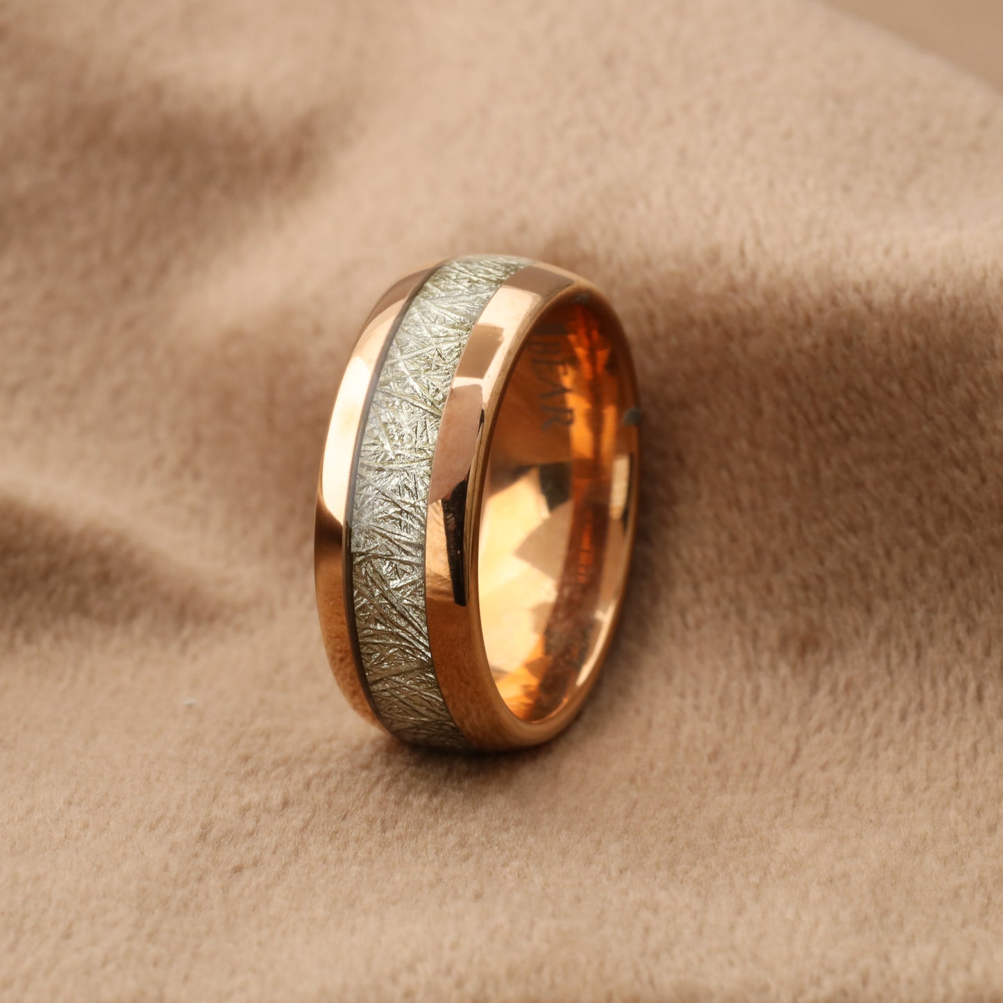 A133 Tungsten Ring with Synthetic Meteorite