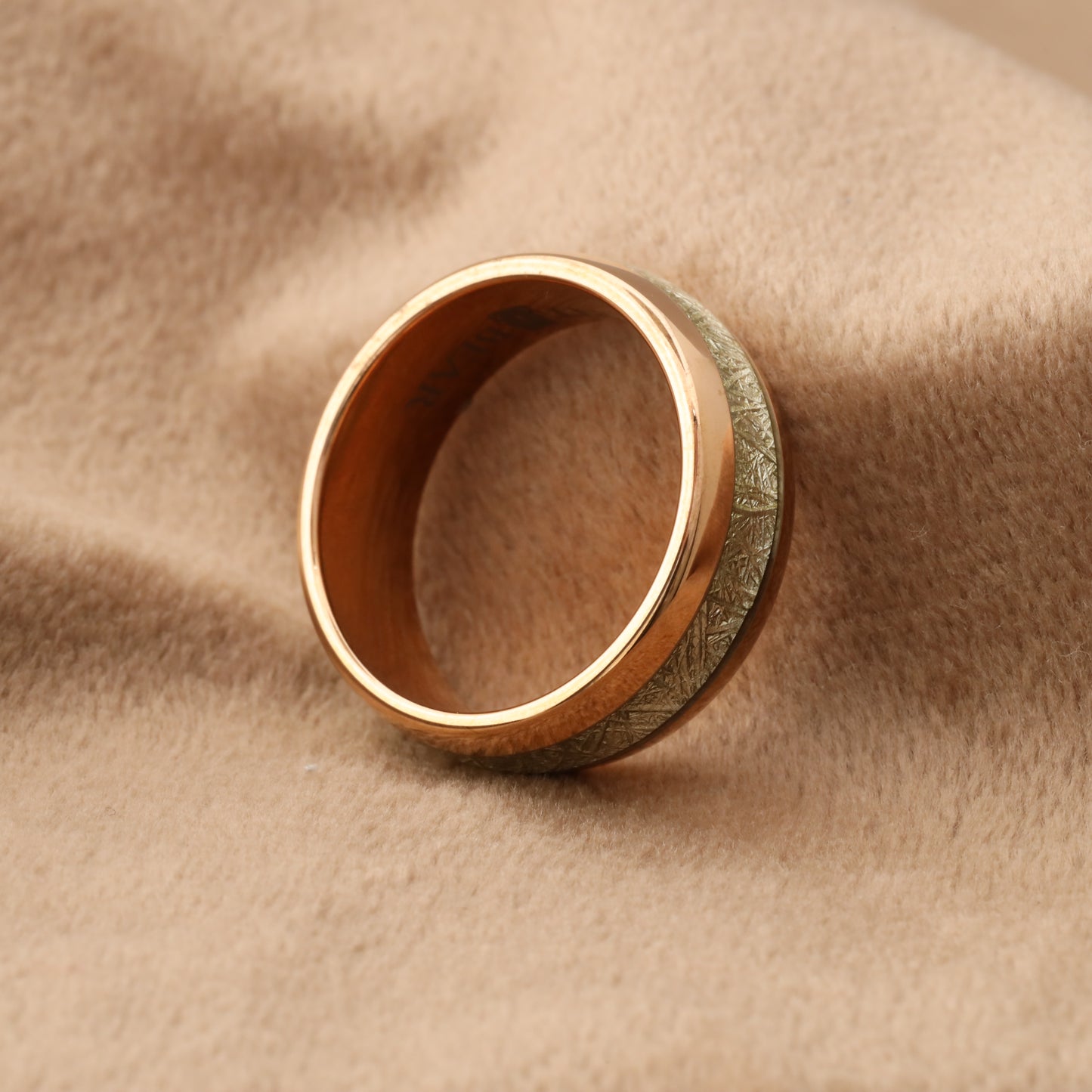 A133 Tungsten Ring with Synthetic Meteorite