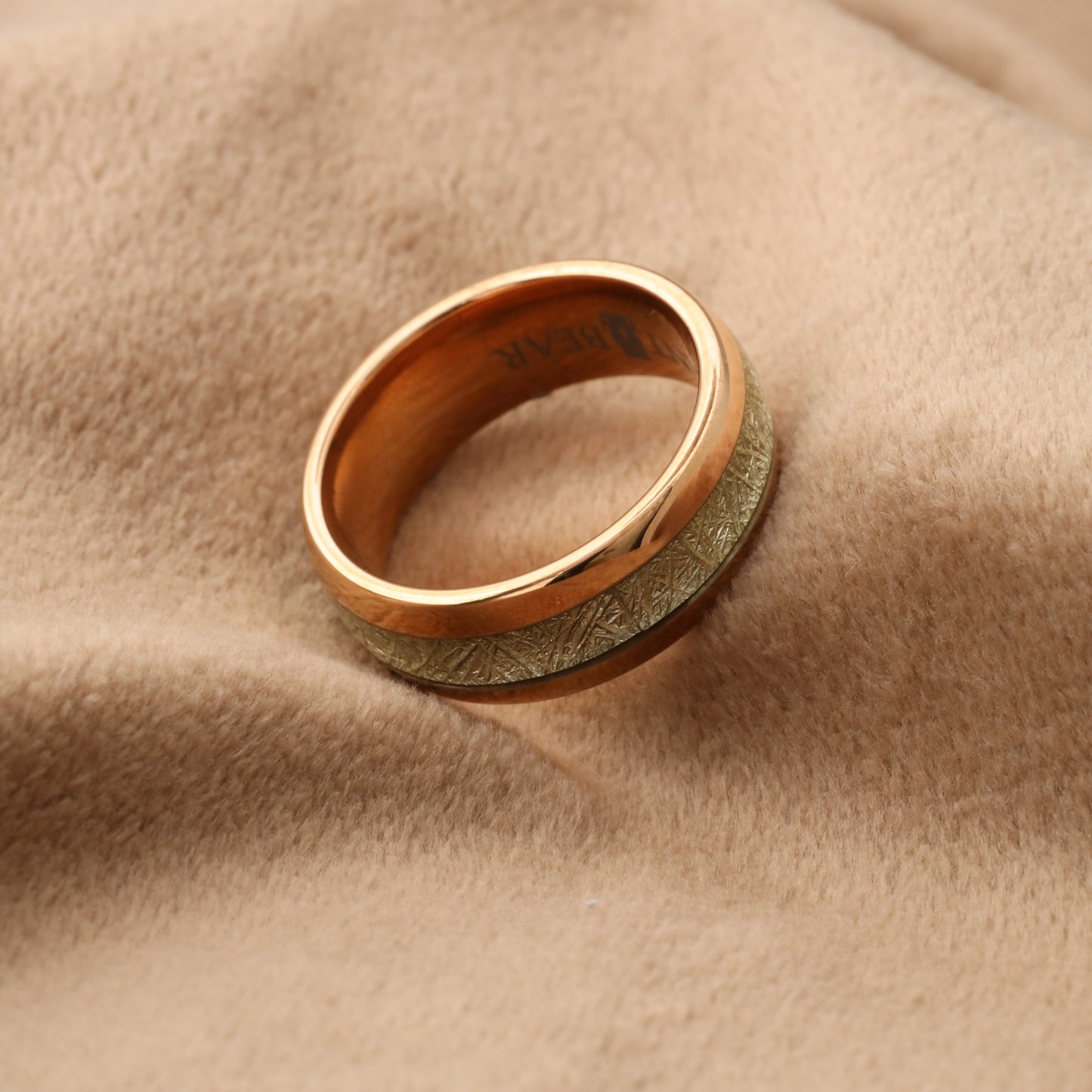 A133 Tungsten Ring with Synthetic Meteorite