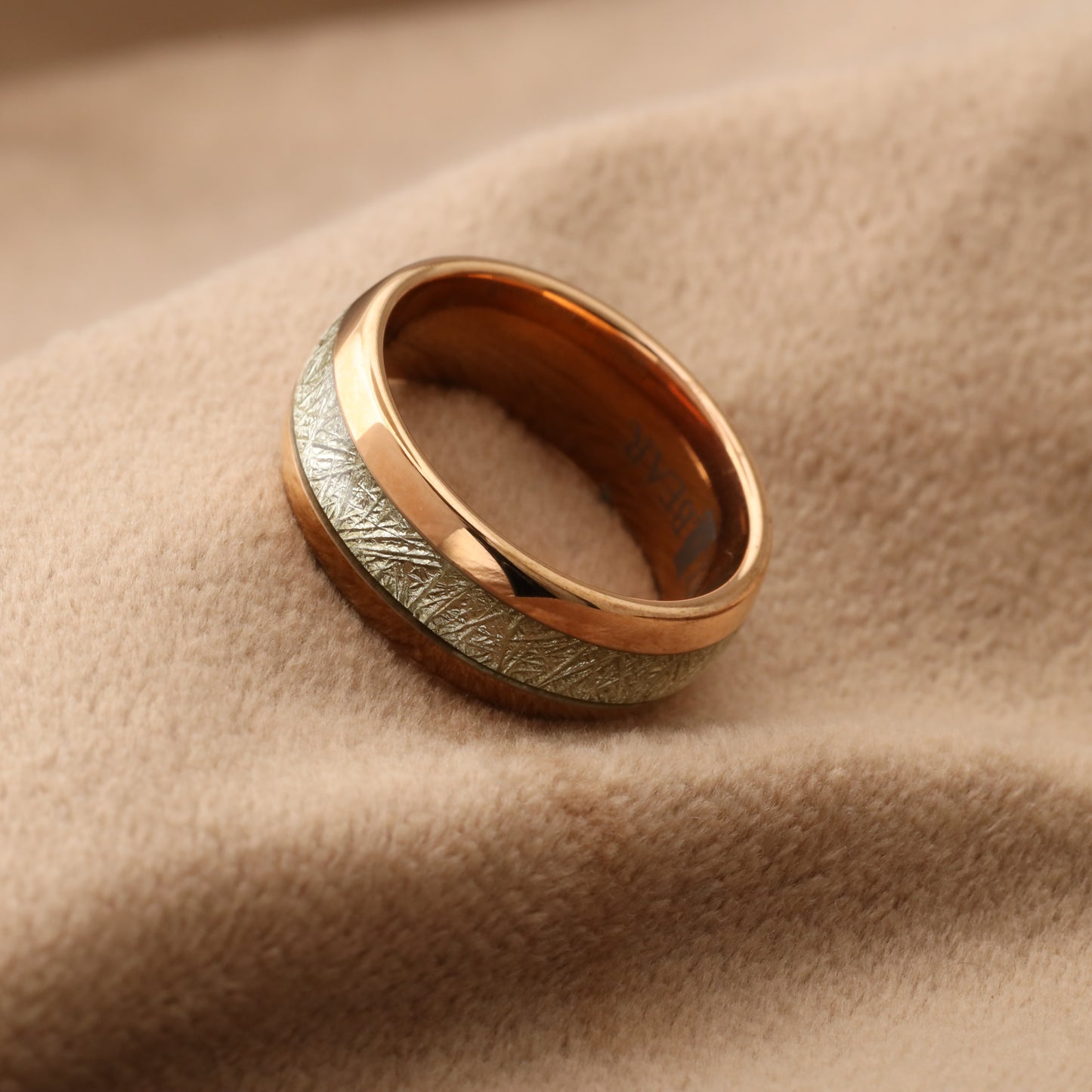 A133 Tungsten Ring with Synthetic Meteorite