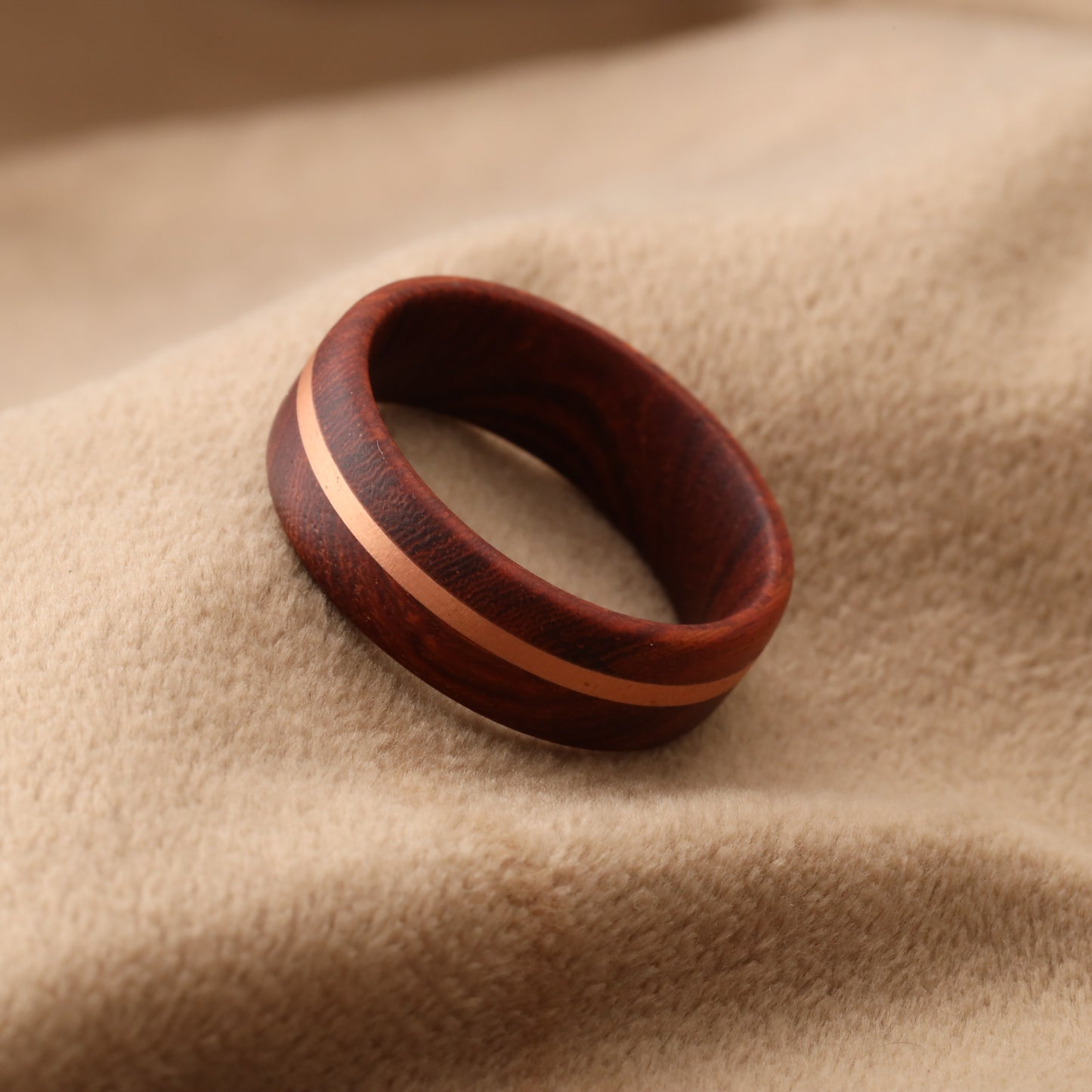 Rose Bentwood & Rose Gold Inlay Ring A154