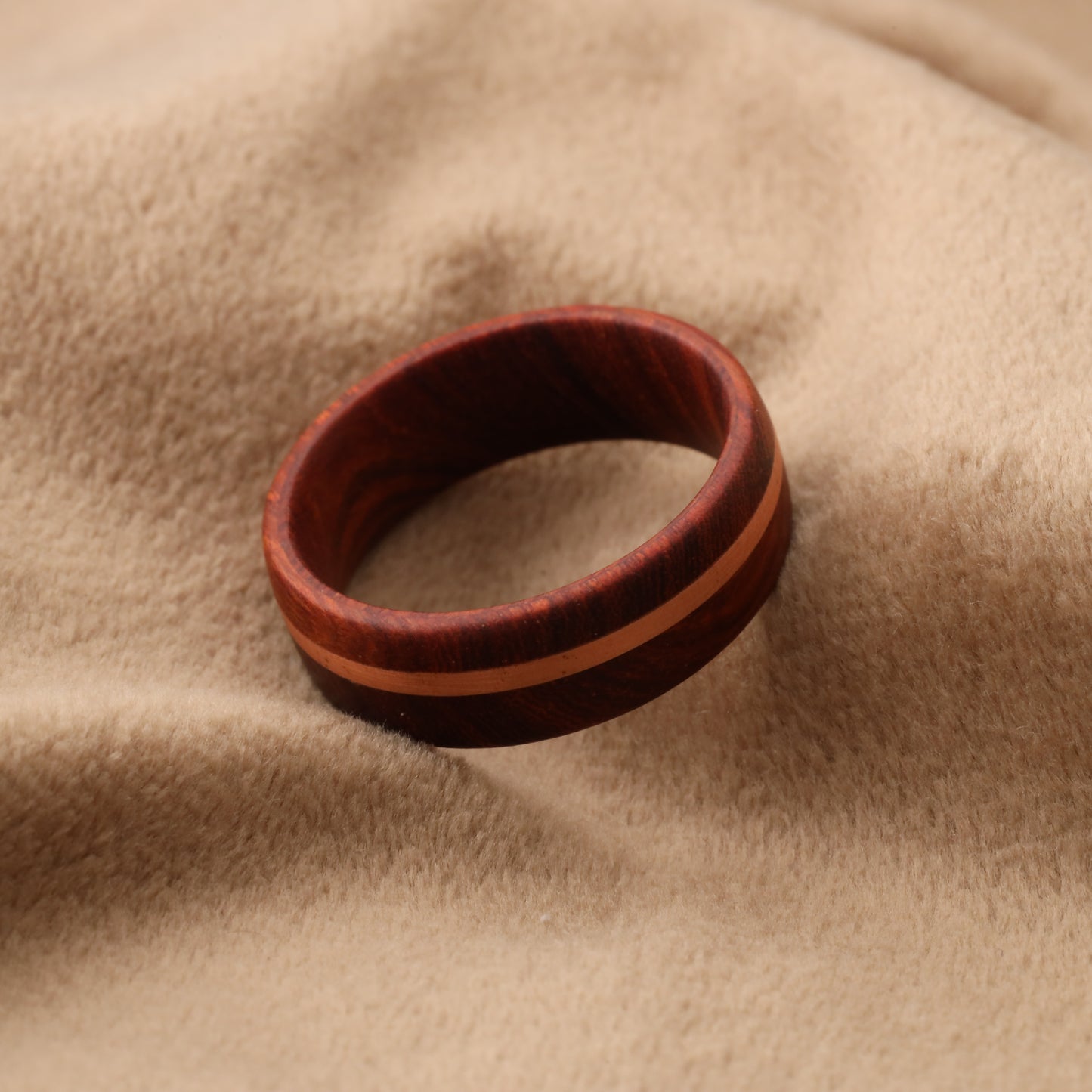 Rose Bentwood & Rose Gold Inlay Ring A154