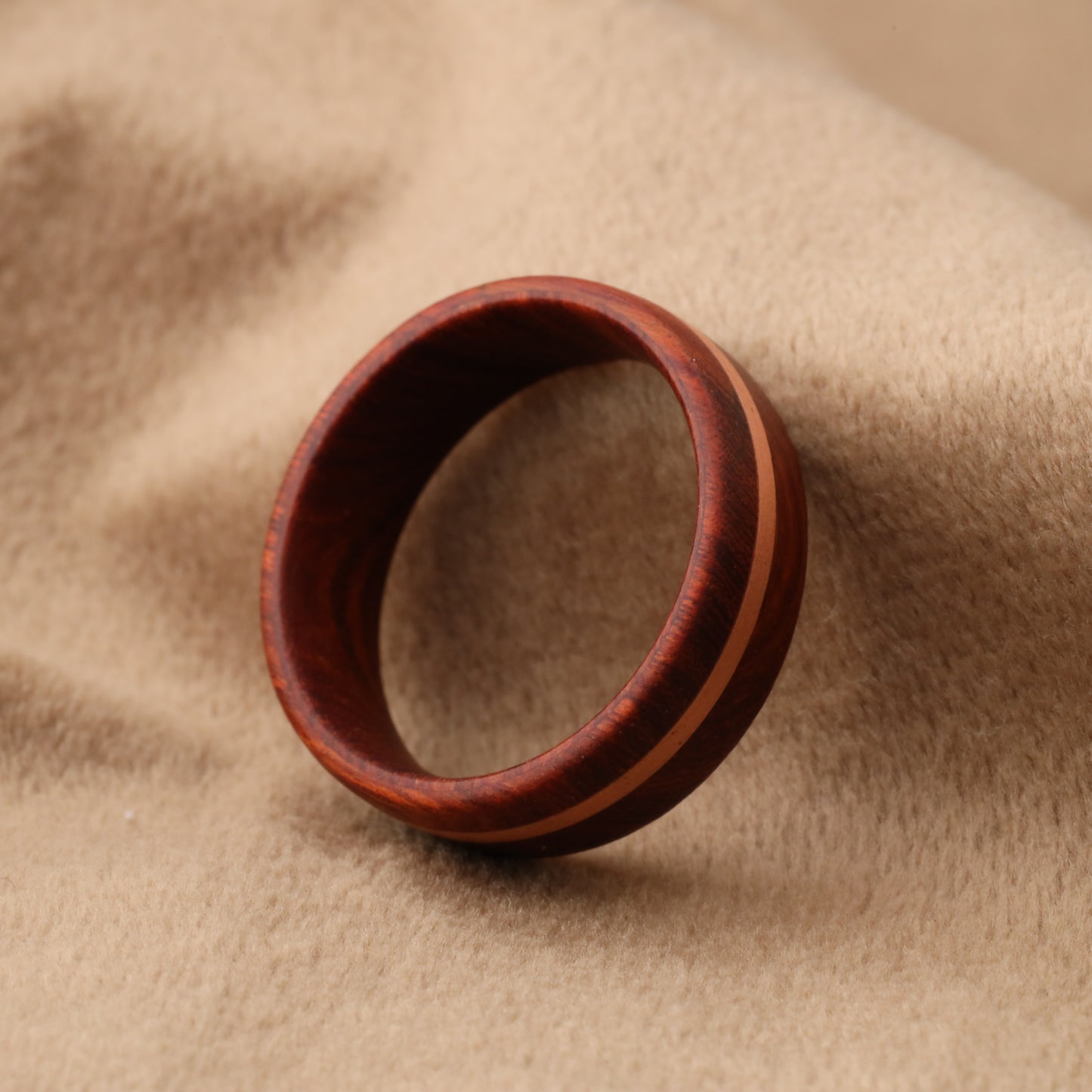 Rose Bentwood & Rose Gold Inlay Ring A154