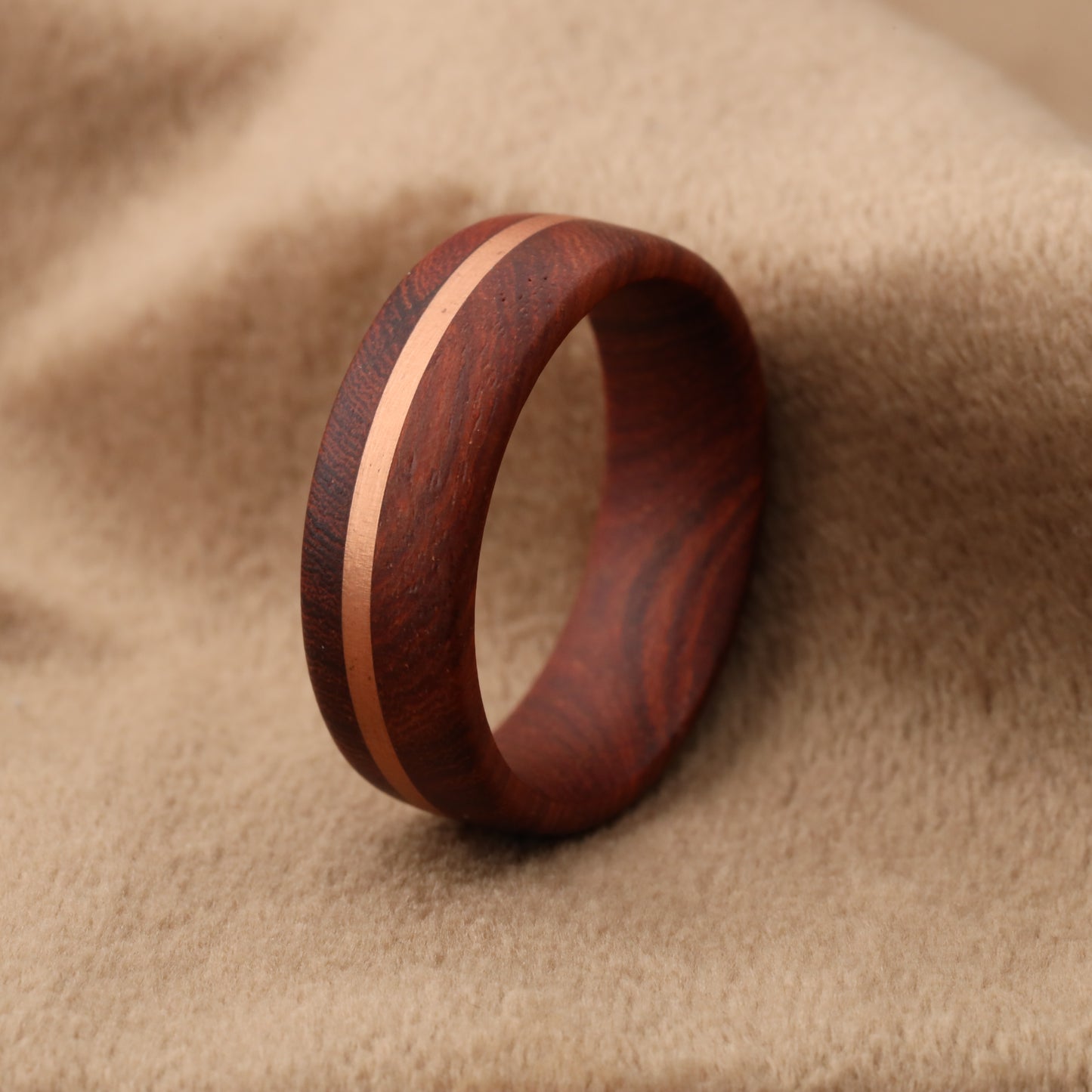Rose Bentwood & Rose Gold Inlay Ring A154