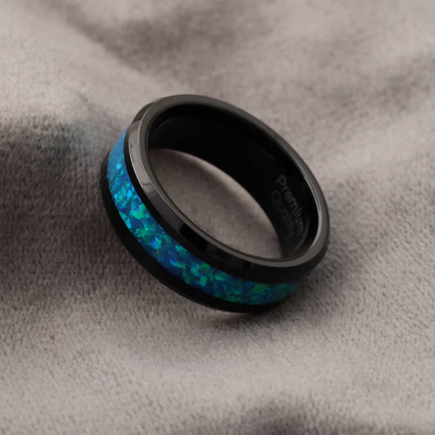 Tungsten Ring Inlaid with Opal Gemstone A172
