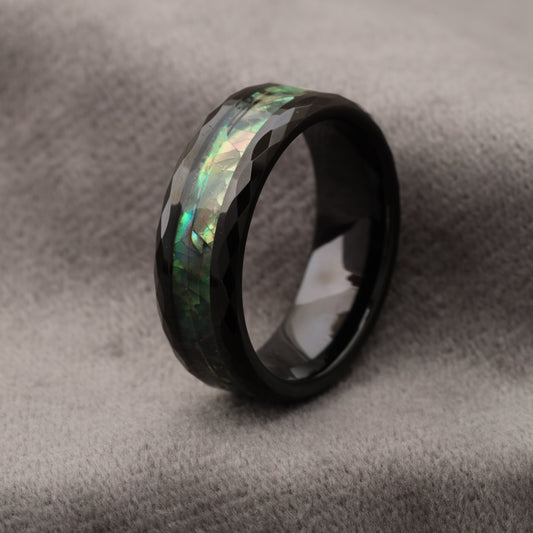 Tungsten Ring with Abalone Shell Inlay - 8mm - A138