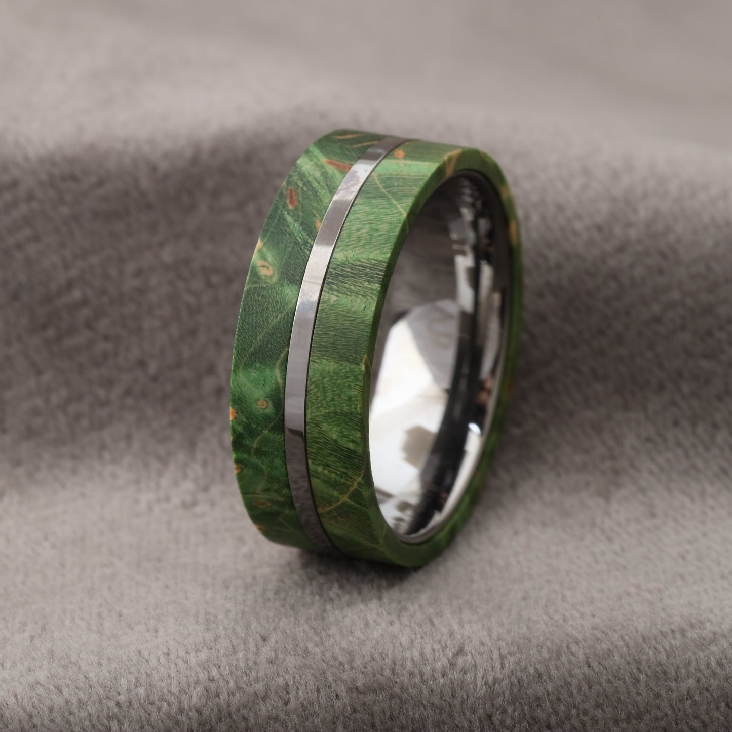 Tungsten Ring with Green Elder Box Wood Inlay - 8mm - A180