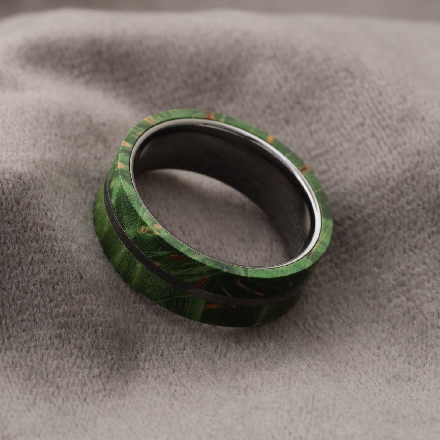 Tungsten Ring with Green Elder Box Wood Inlay - 8mm - A180
